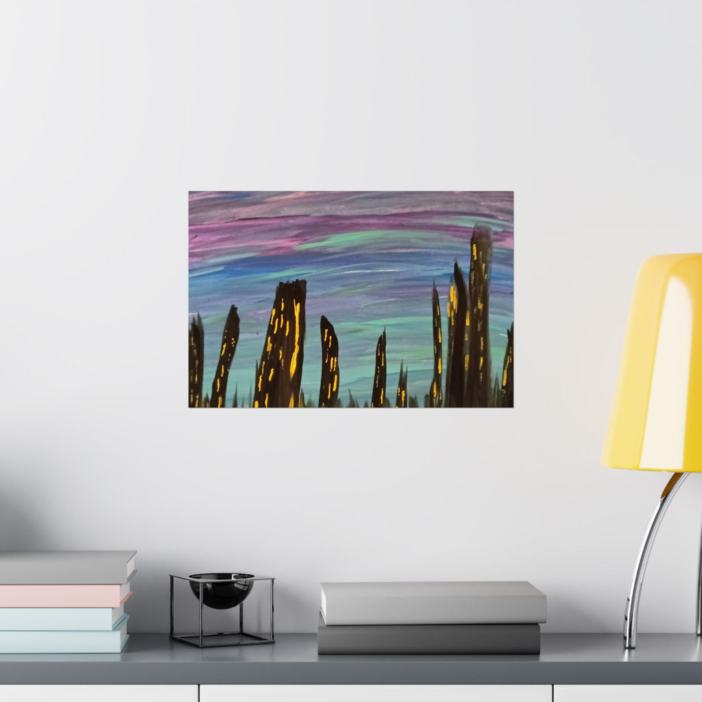 City Skyline Nightscape Matte Horizontal Poster