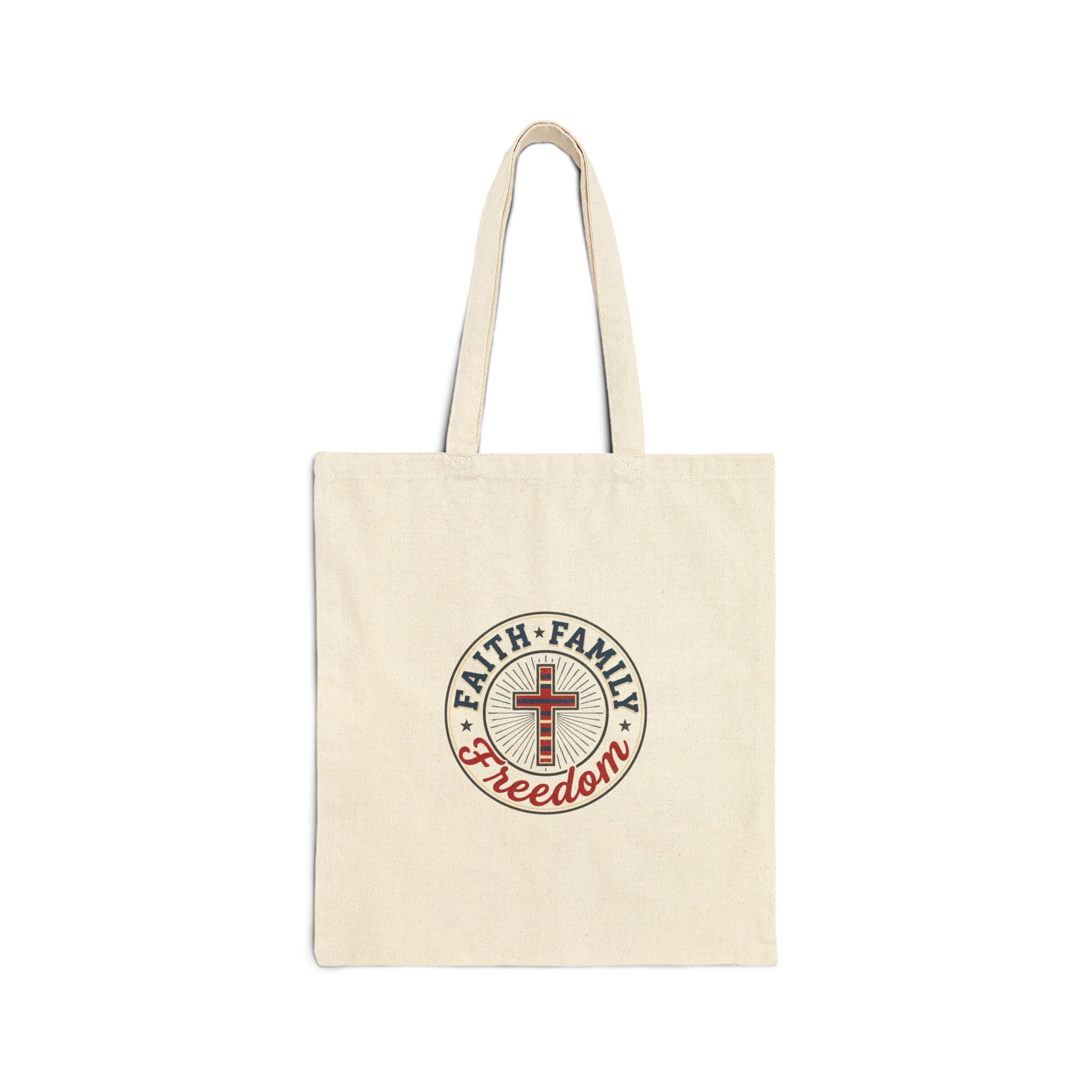Faith • Family • Freedom Tote | Patriotic Faith-Based, Vintage Americana July 4th