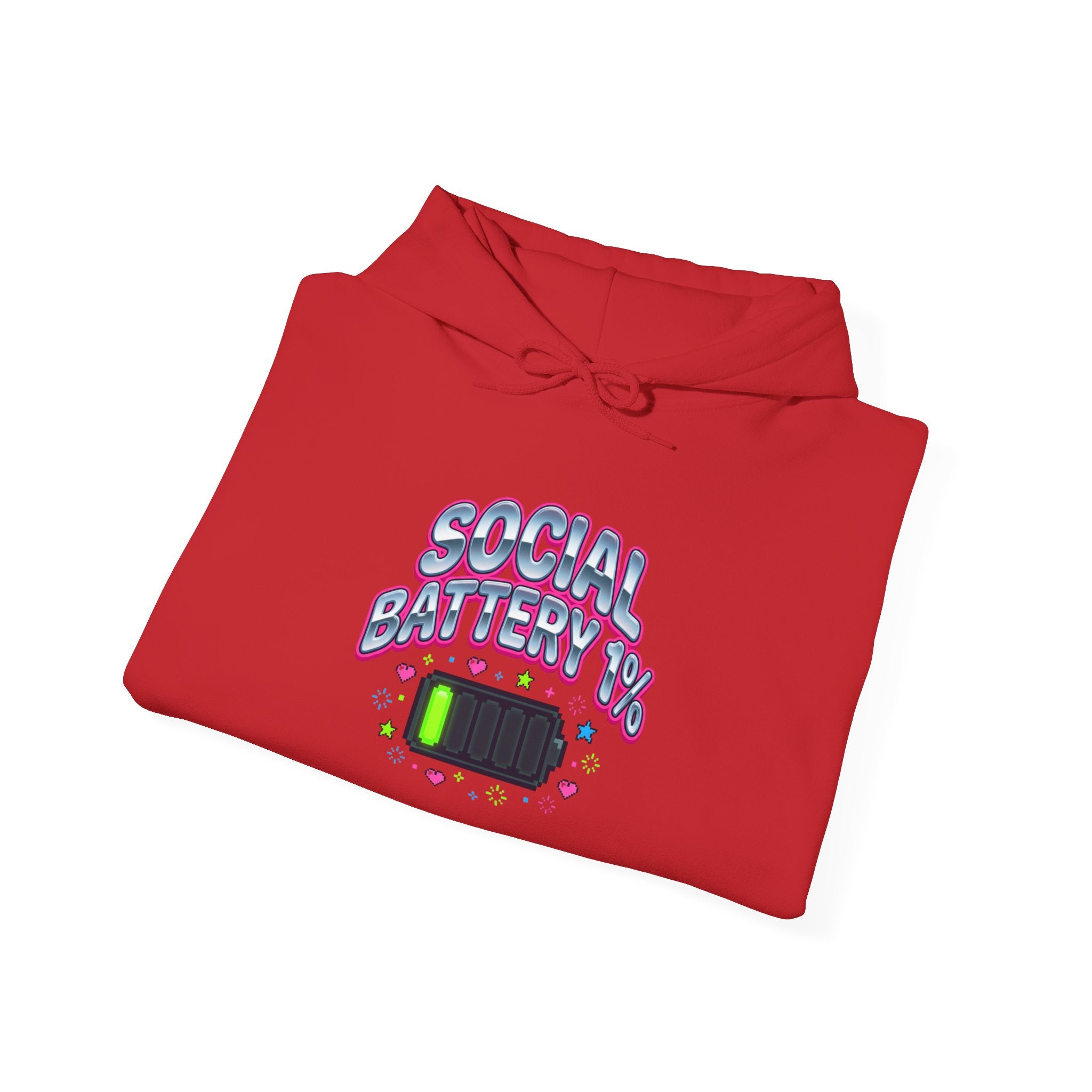Social Battery 1% Hoodie — Funny Low-Energy Graphic Sweatshirt
