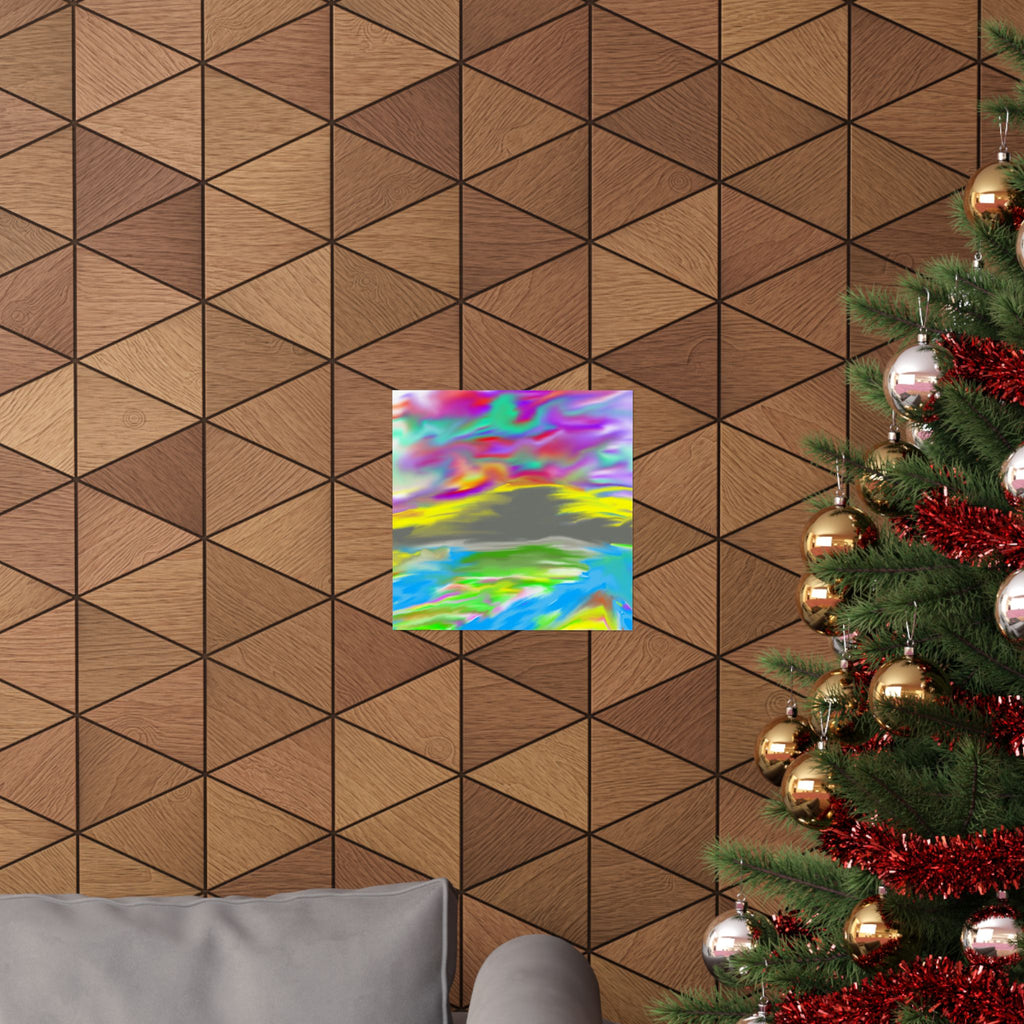 Rainbow Swirl Mountain Poster | Abstract Art