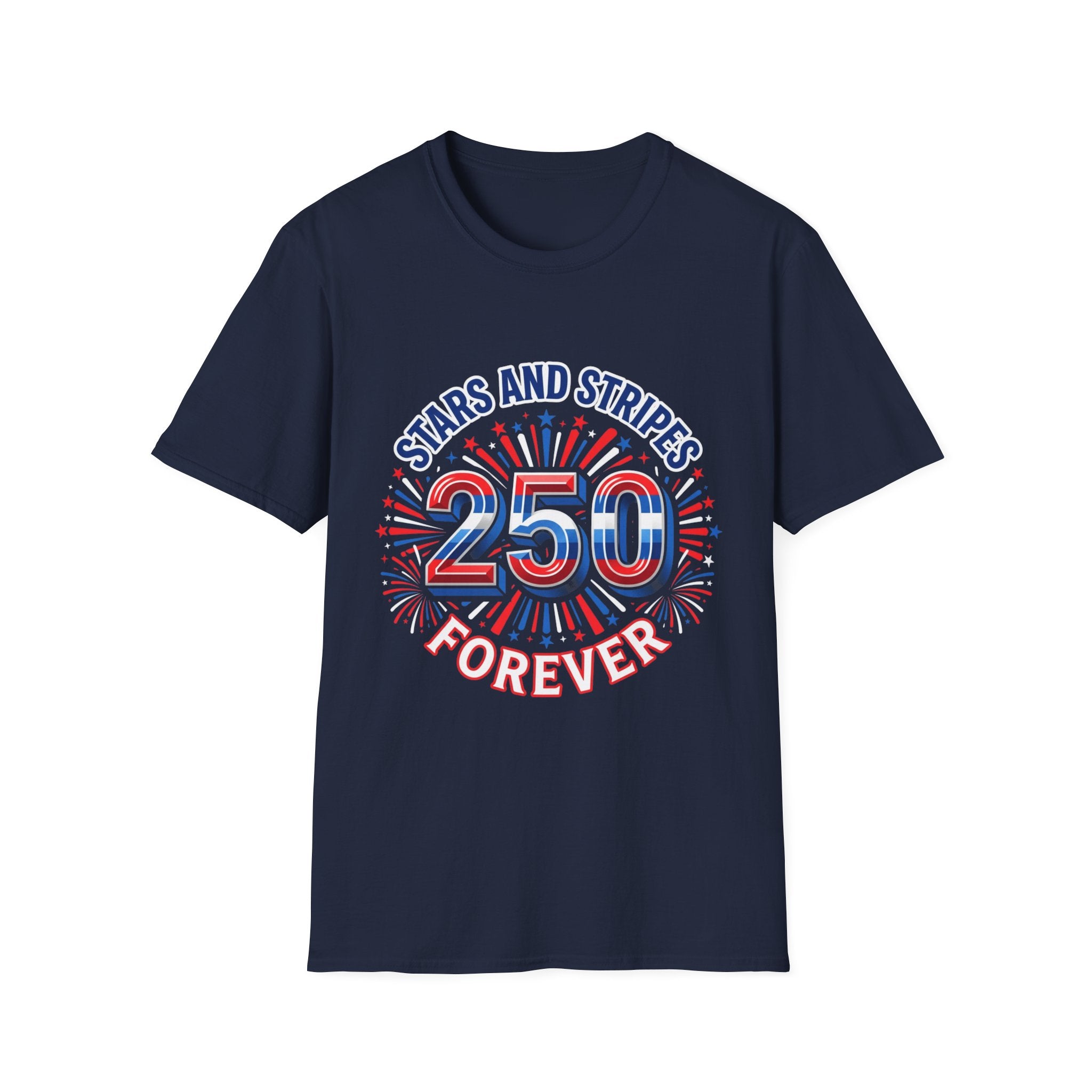Stars and Stripes 250 Patriotic T-Shirt — 4th of July Graphic Tee