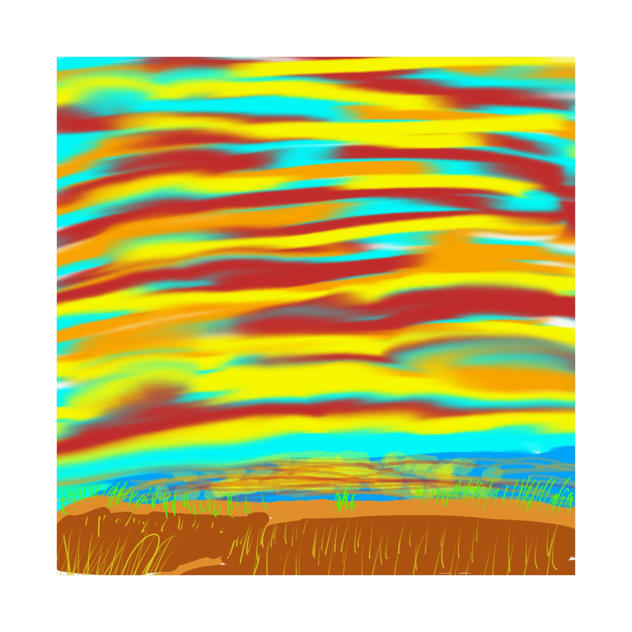 Abstract Sunset Beach  | Coastal Wall Art, Minimal Sunset