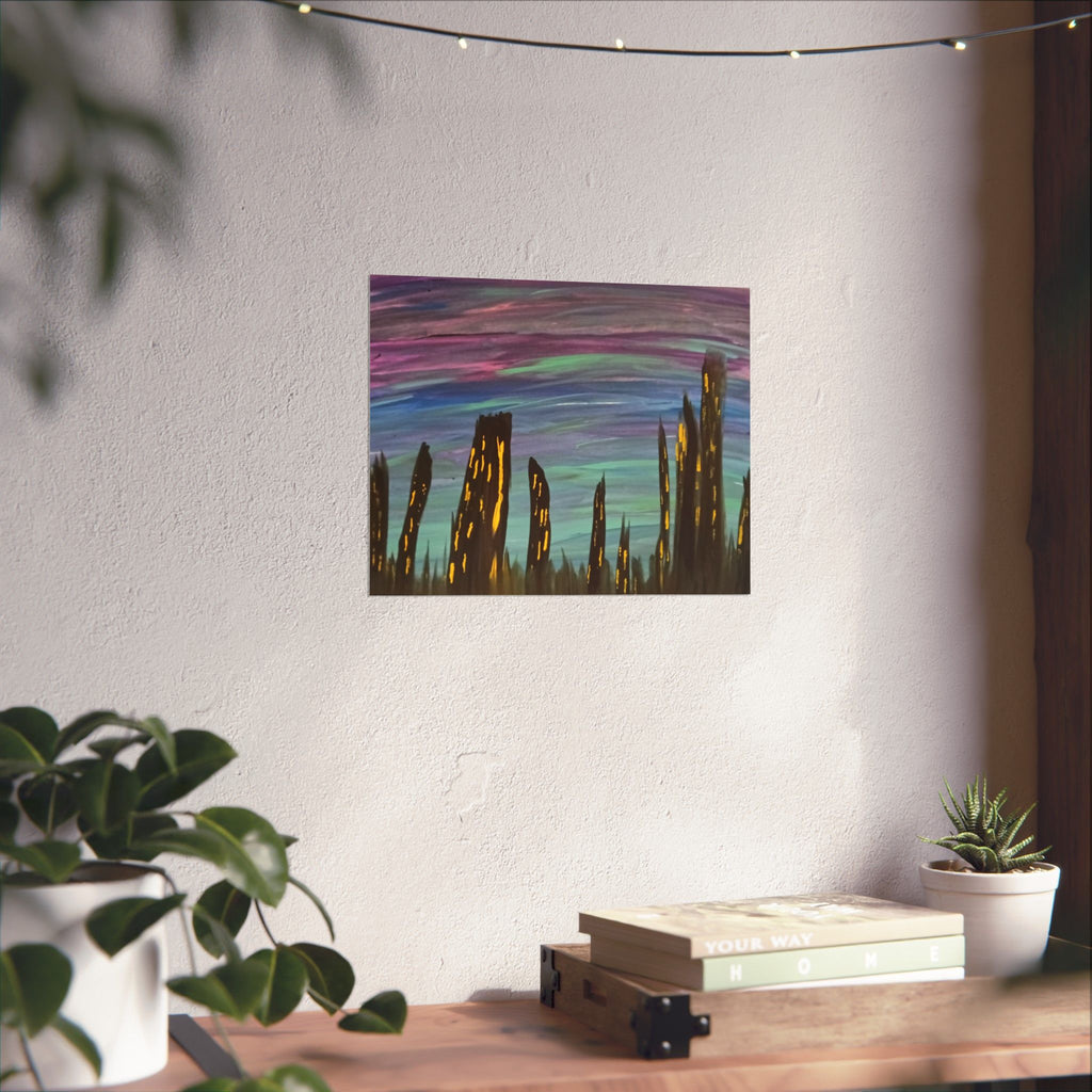 City Skyline Nightscape Matte Horizontal Poster