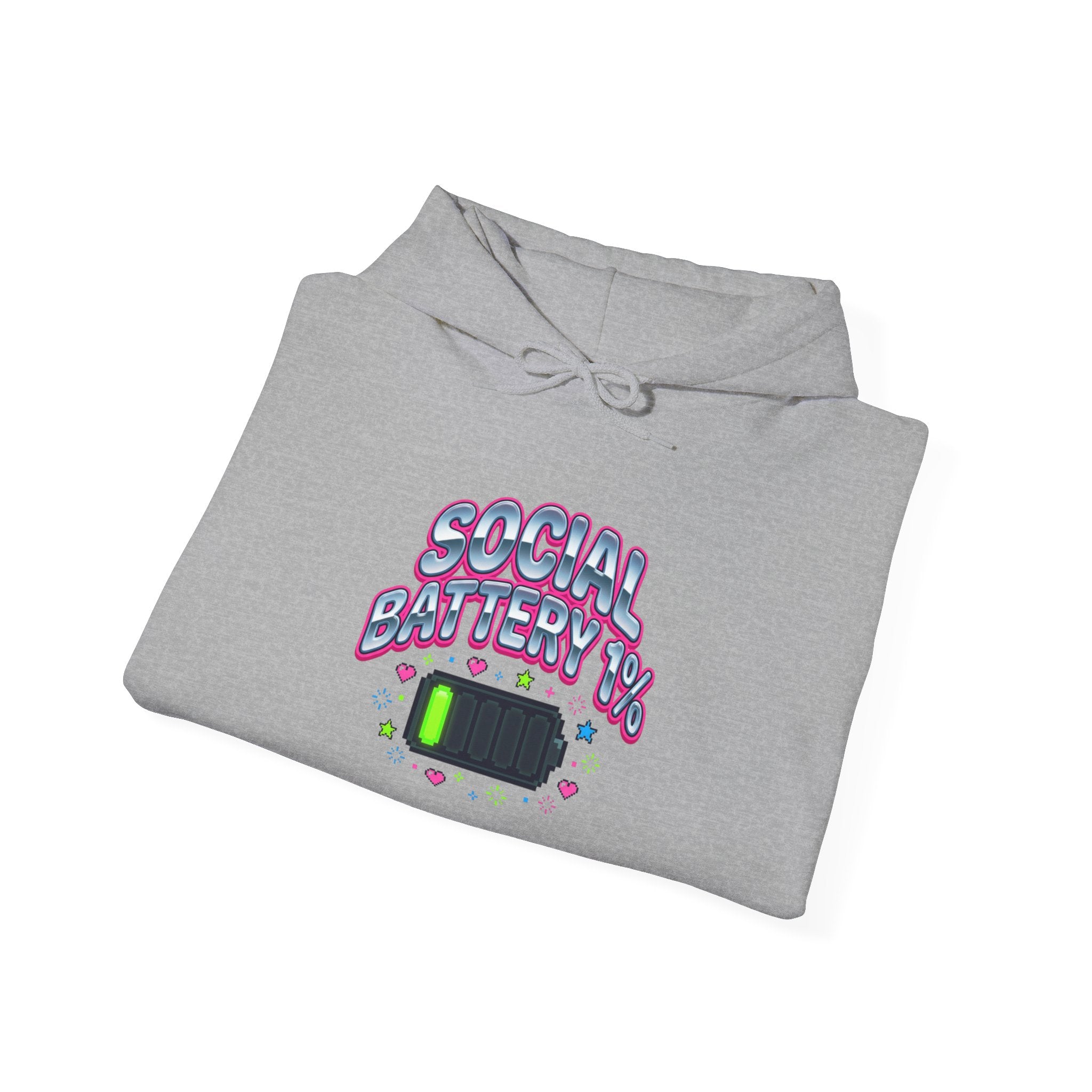 Social Battery 1% Hoodie — Funny Low-Energy Graphic Sweatshirt