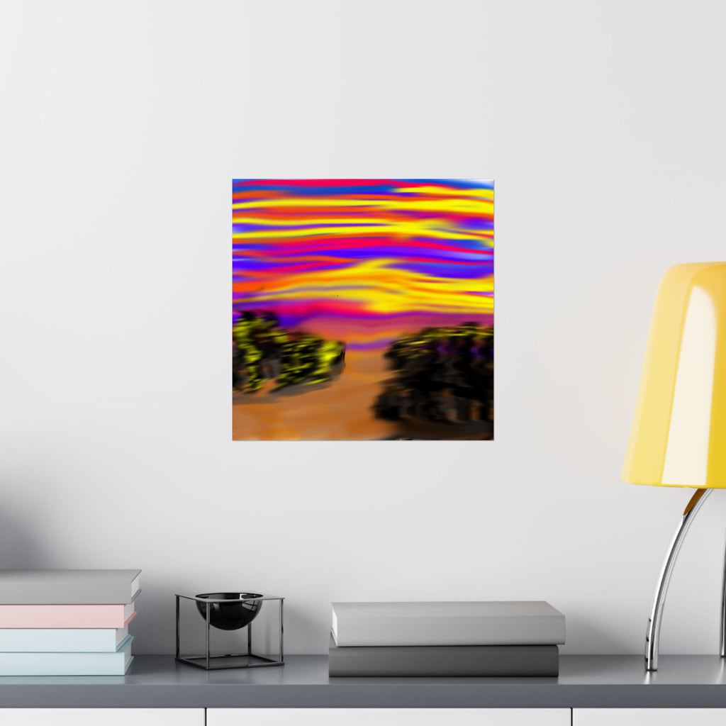 Trippy City Matte Poster — Psychedelic Urban Art Print