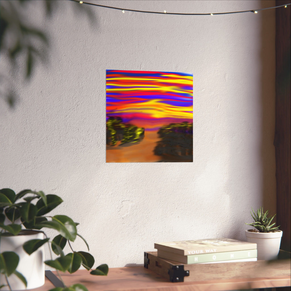 Trippy City Matte Poster — Psychedelic Urban Art Print