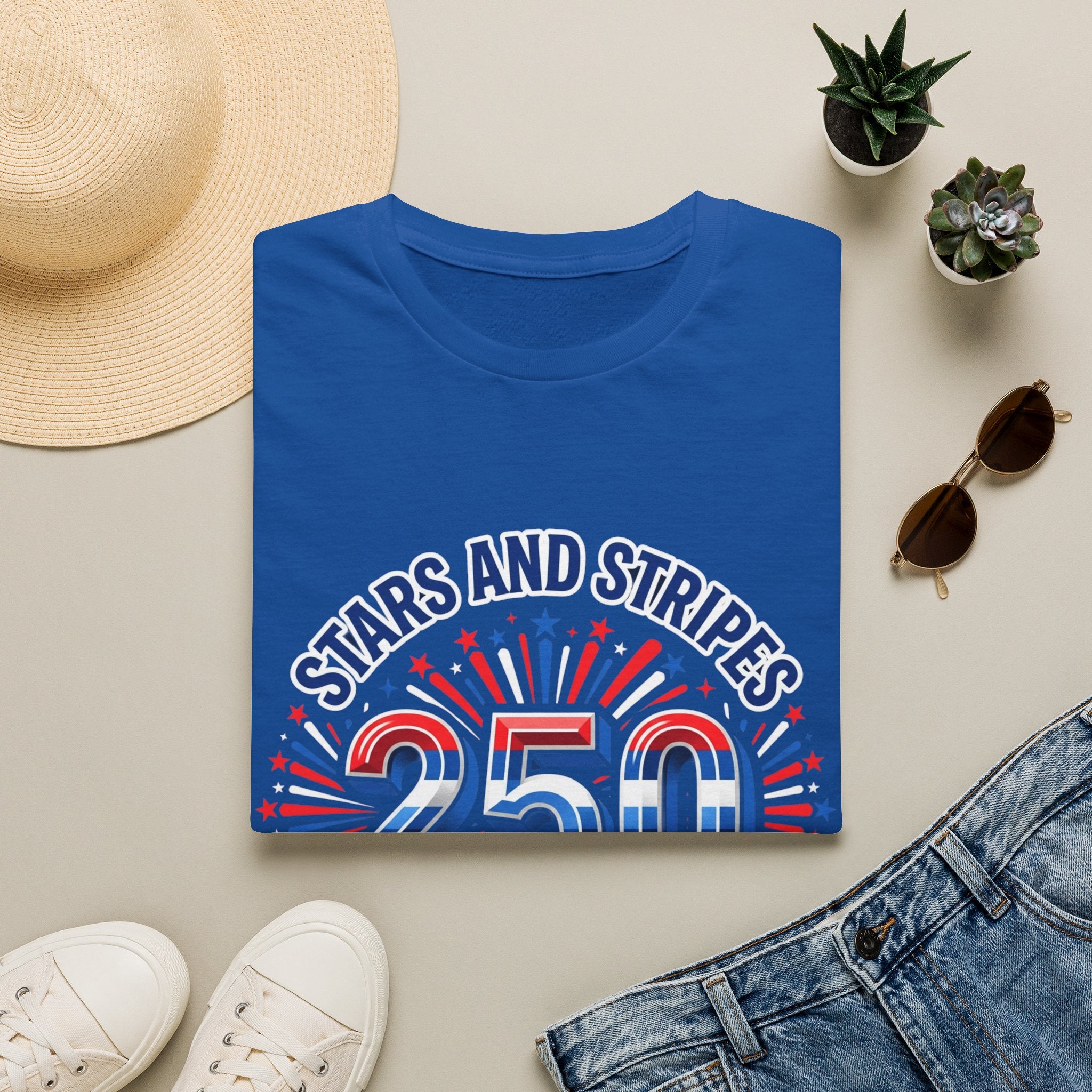Stars and Stripes 250 Patriotic T-Shirt — 4th of July Graphic Tee