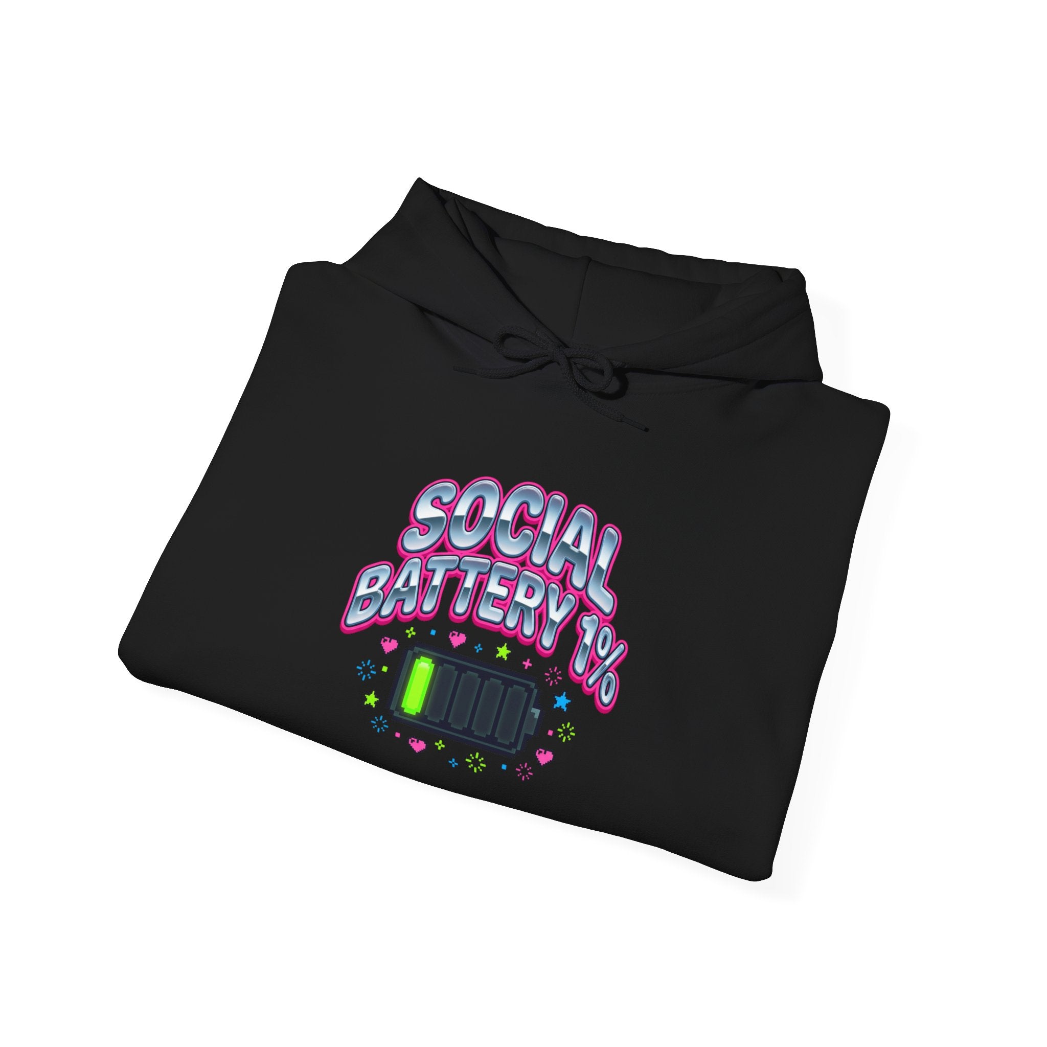 Social Battery 1% Hoodie — Funny Low-Energy Graphic Sweatshirt