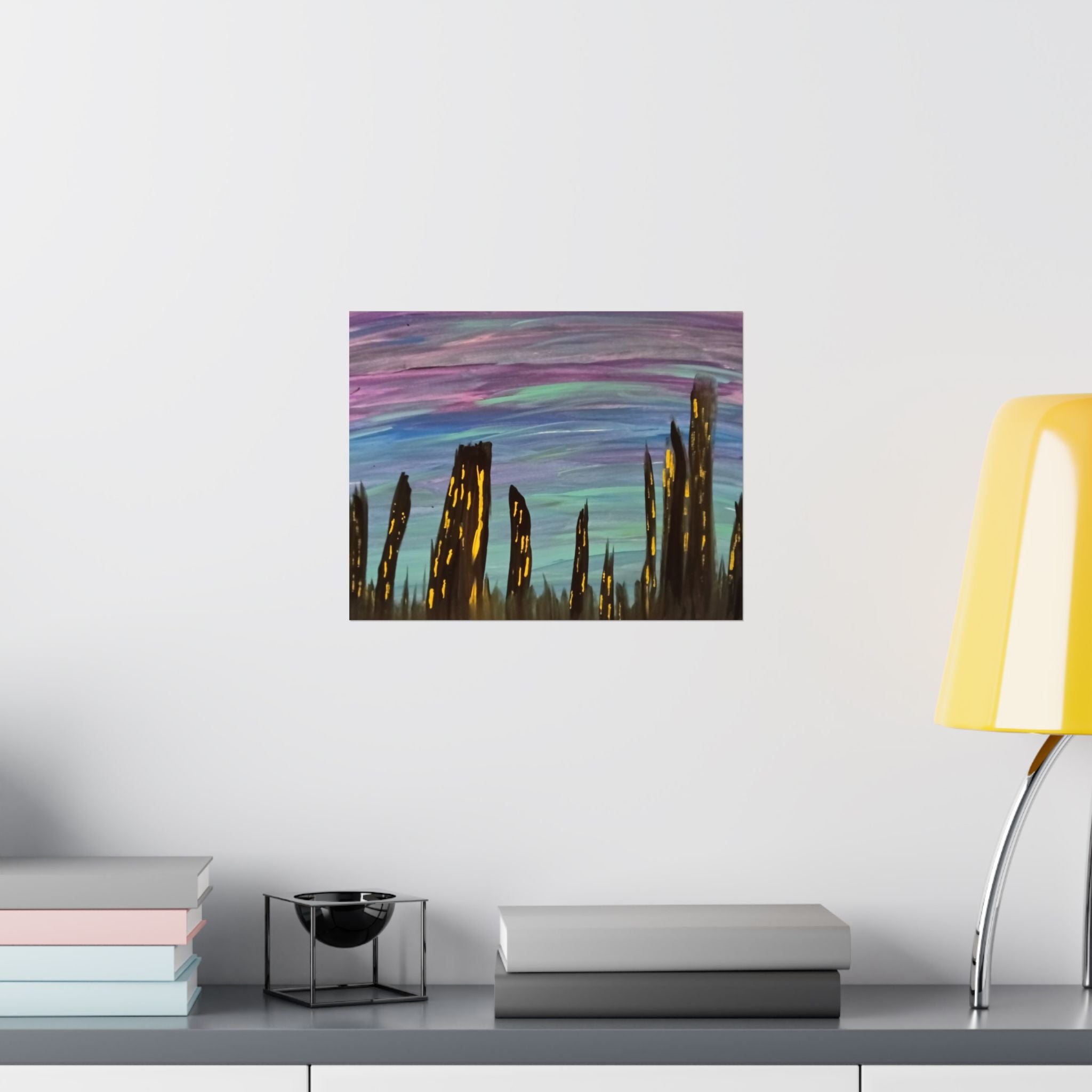 City Skyline Nightscape Matte Horizontal Poster