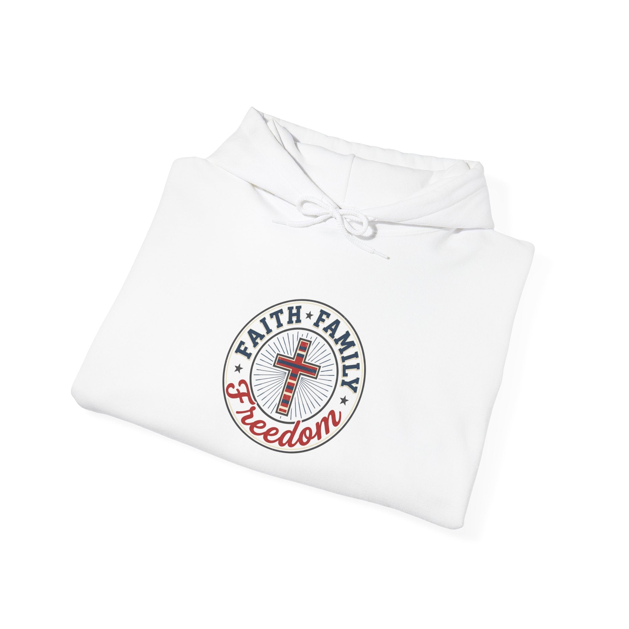 Faith • Family • Freedom Hoodie | patriotic faith-based vintage Americana, July 4th