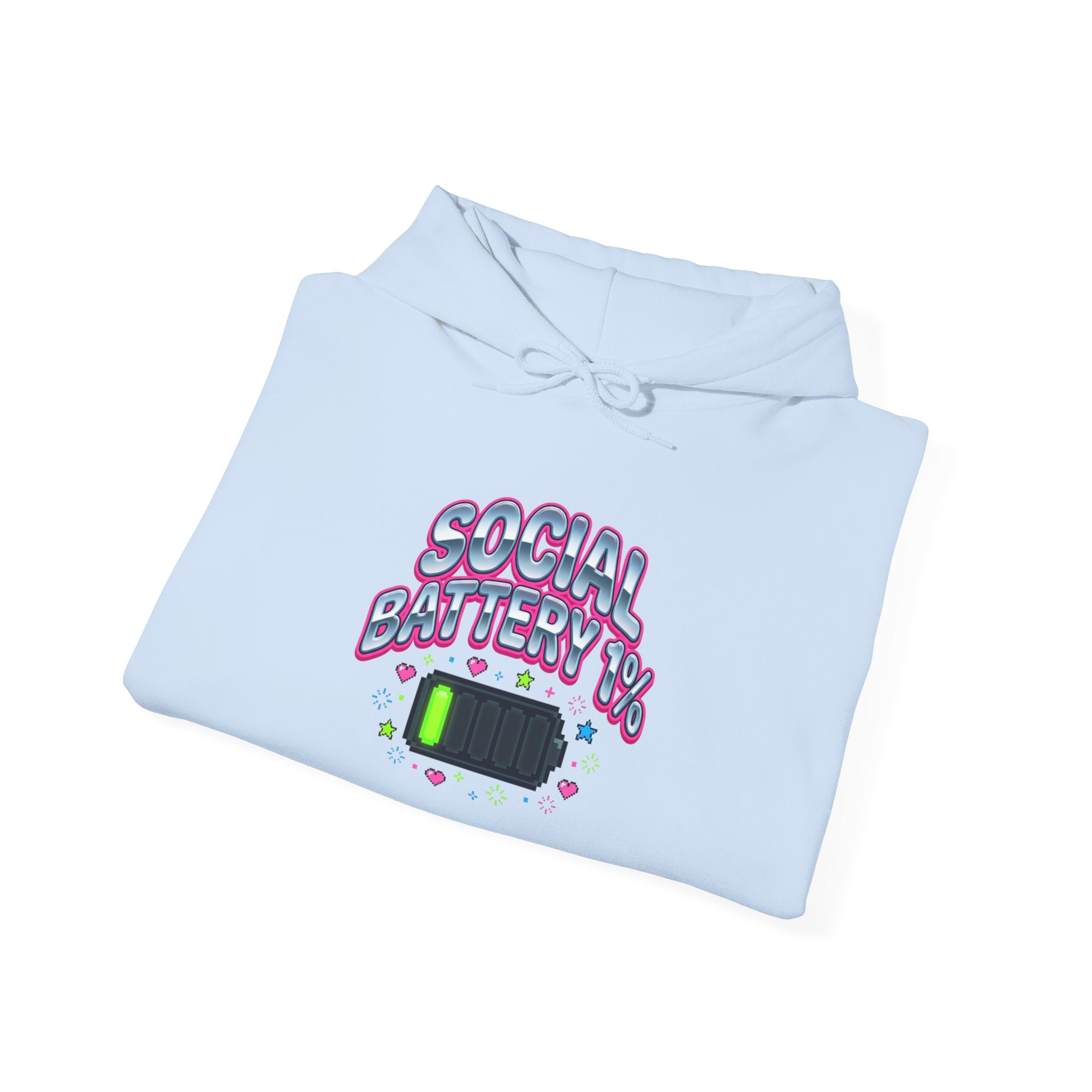 Social Battery 1% Hoodie — Funny Low-Energy Graphic Sweatshirt