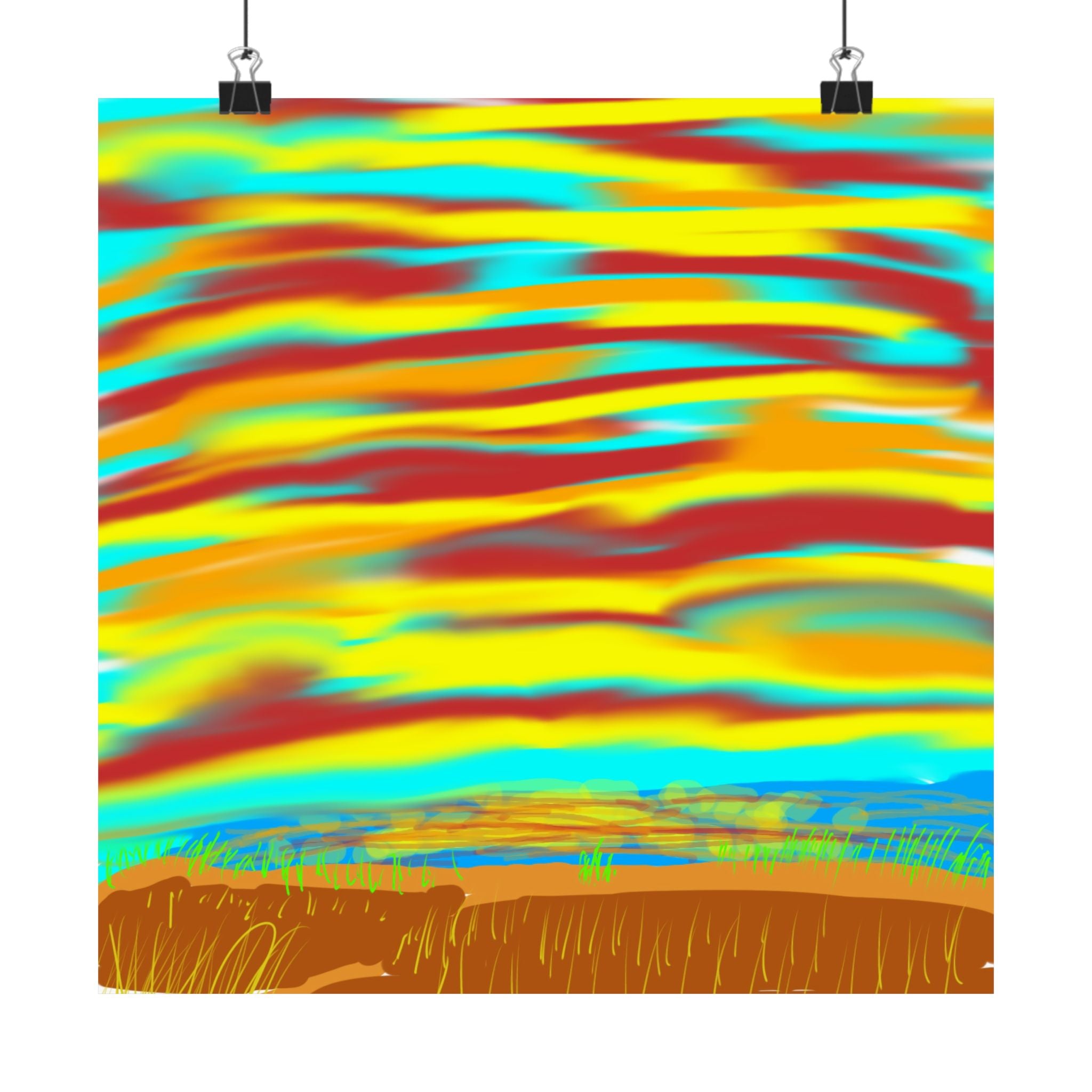 Abstract Sunset Beach  | Coastal Wall Art, Minimal Sunset