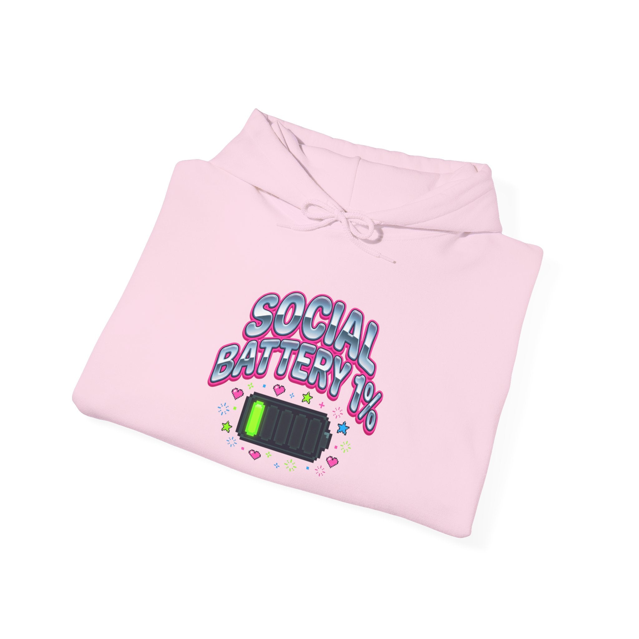 Social Battery 1% Hoodie — Funny Low-Energy Graphic Sweatshirt