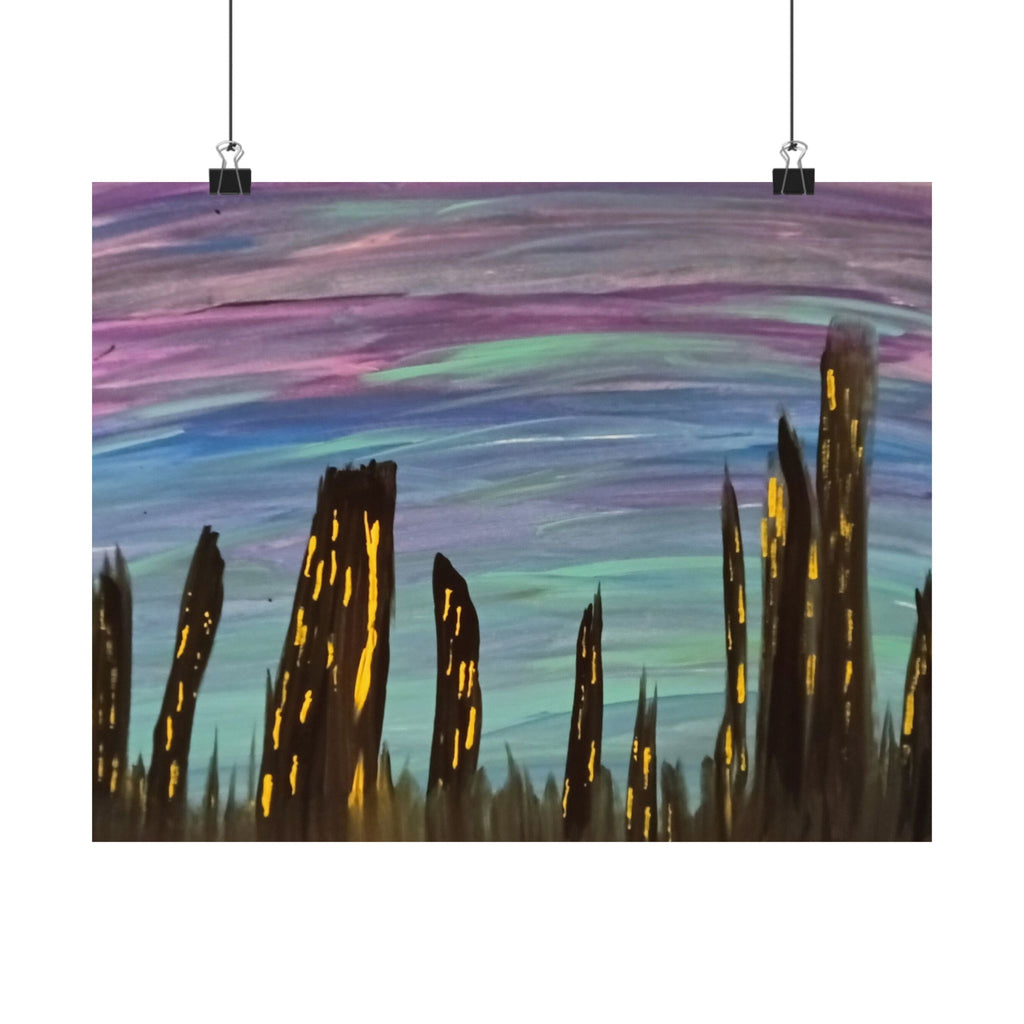 City Skyline Nightscape Matte Horizontal Poster