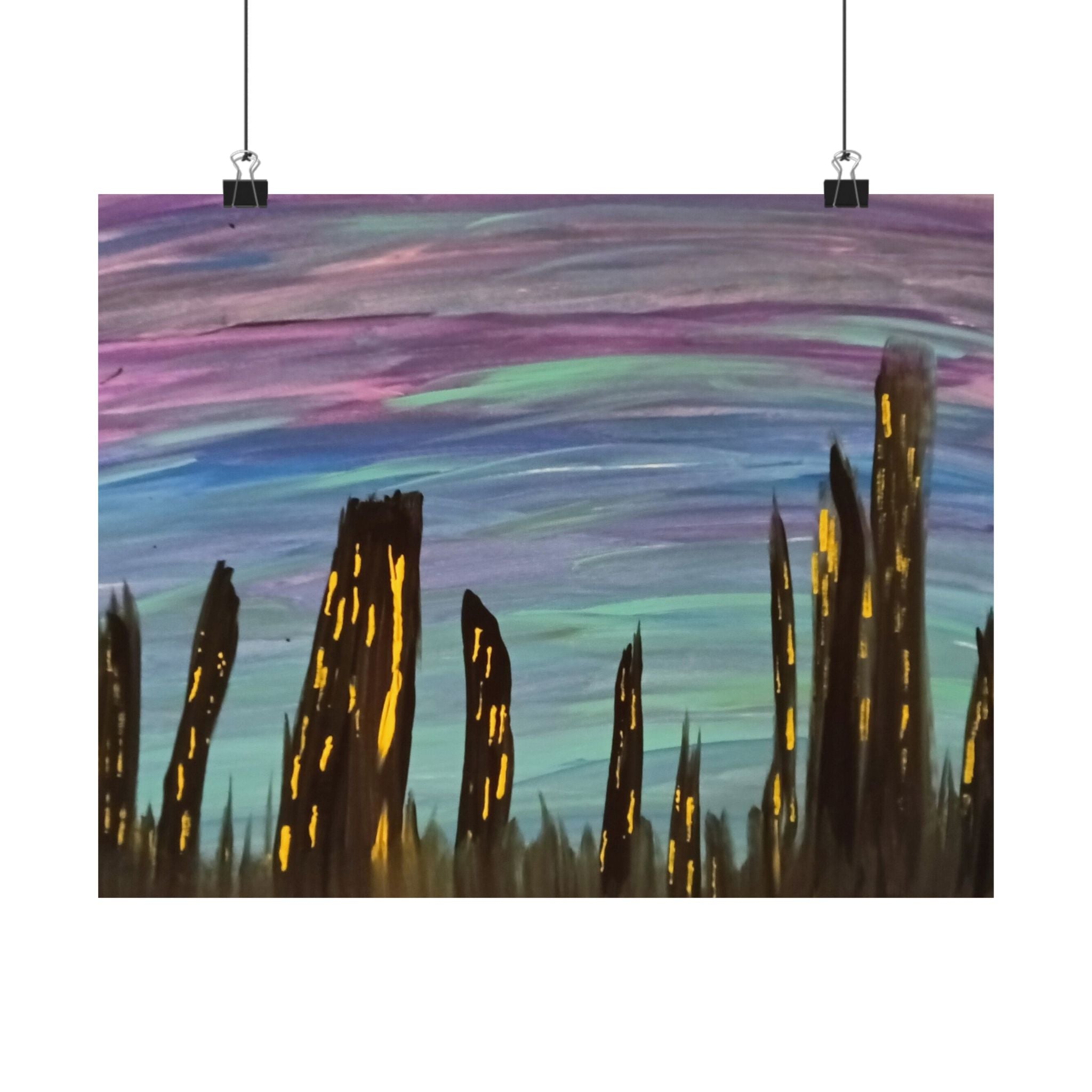 City Skyline Nightscape Matte Horizontal Poster