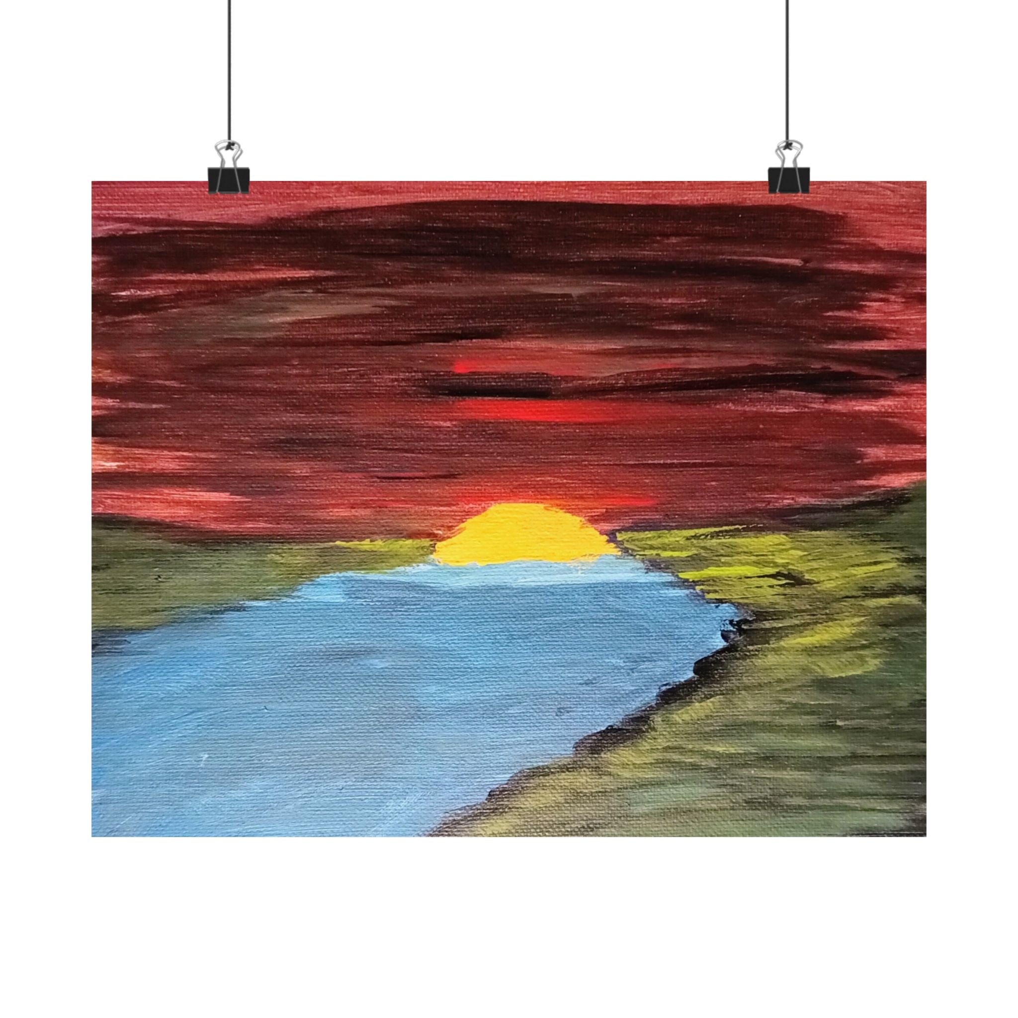 Sunset Over River Poster | original artwork print