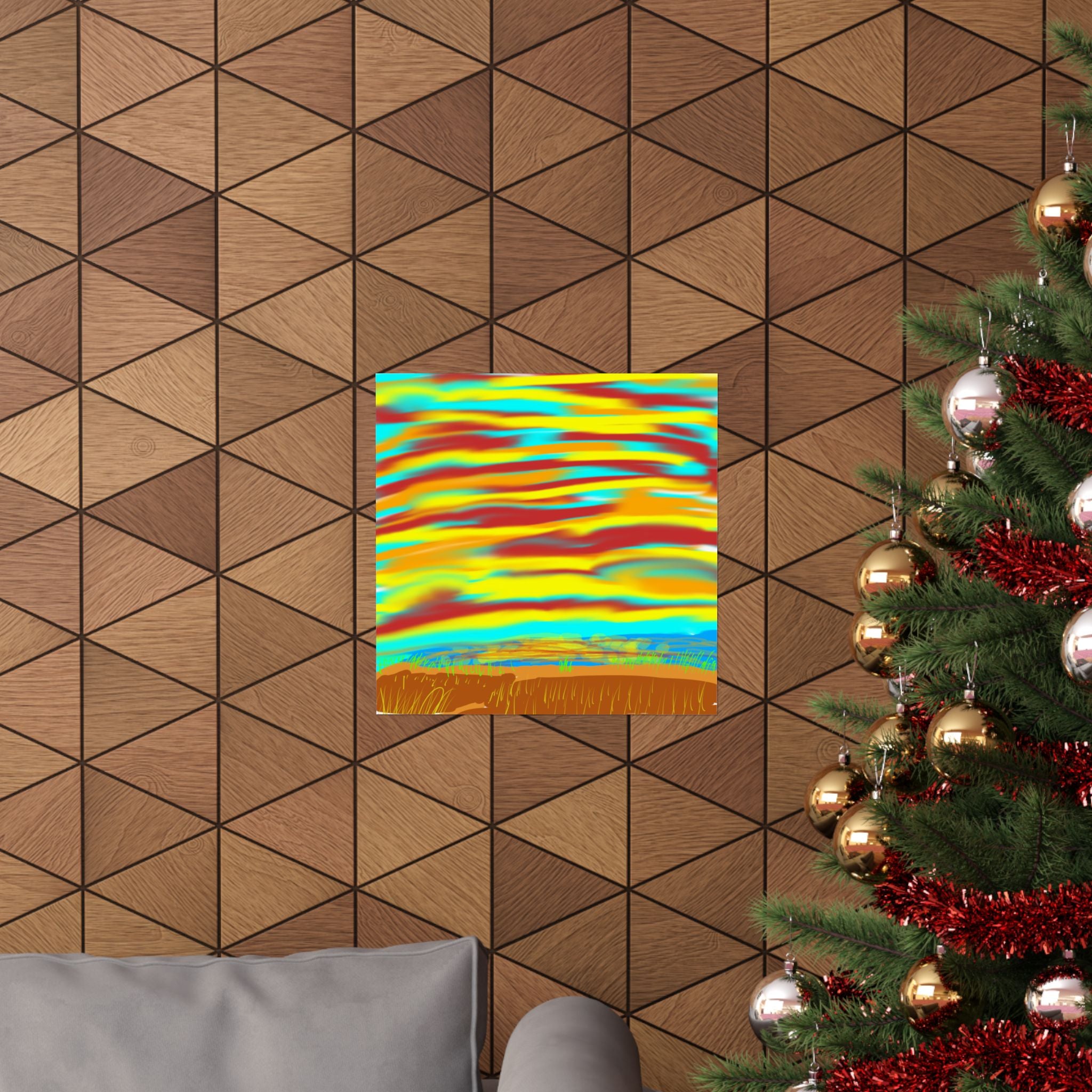 Abstract Sunset Beach  | Coastal Wall Art, Minimal Sunset