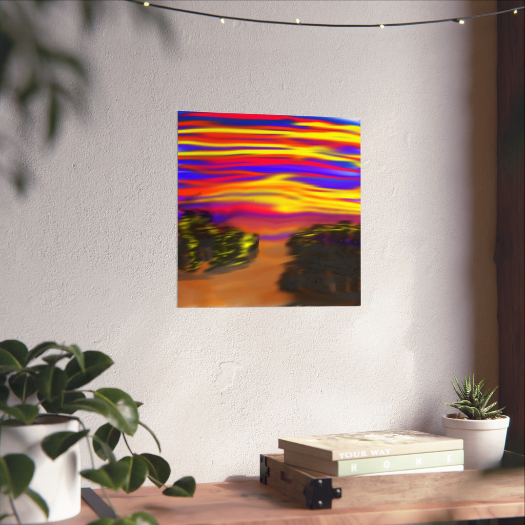 Trippy City Matte Poster — Psychedelic Urban Art Print