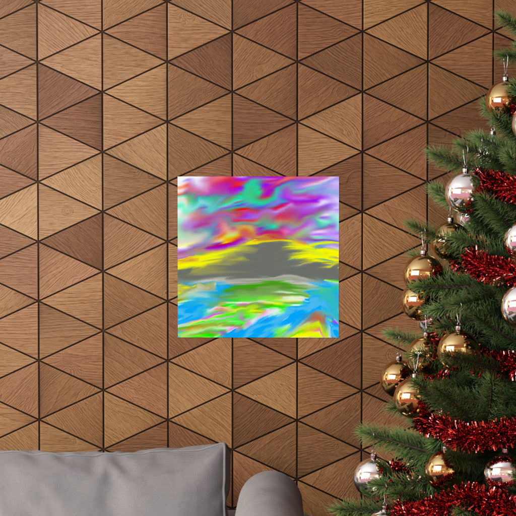 Rainbow Swirl Mountain Poster | Abstract Art