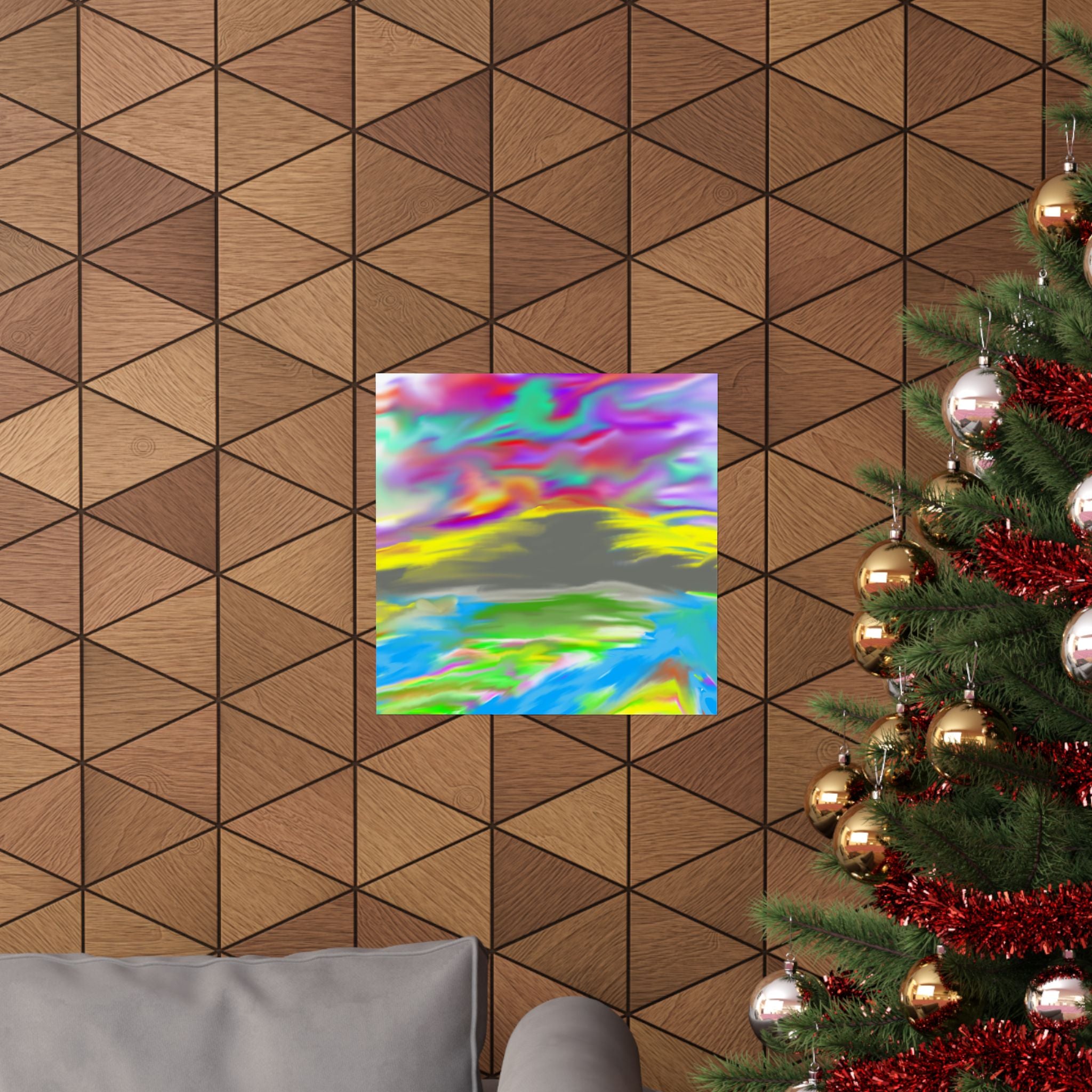 Rainbow Swirl Mountain Poster | Abstract Art