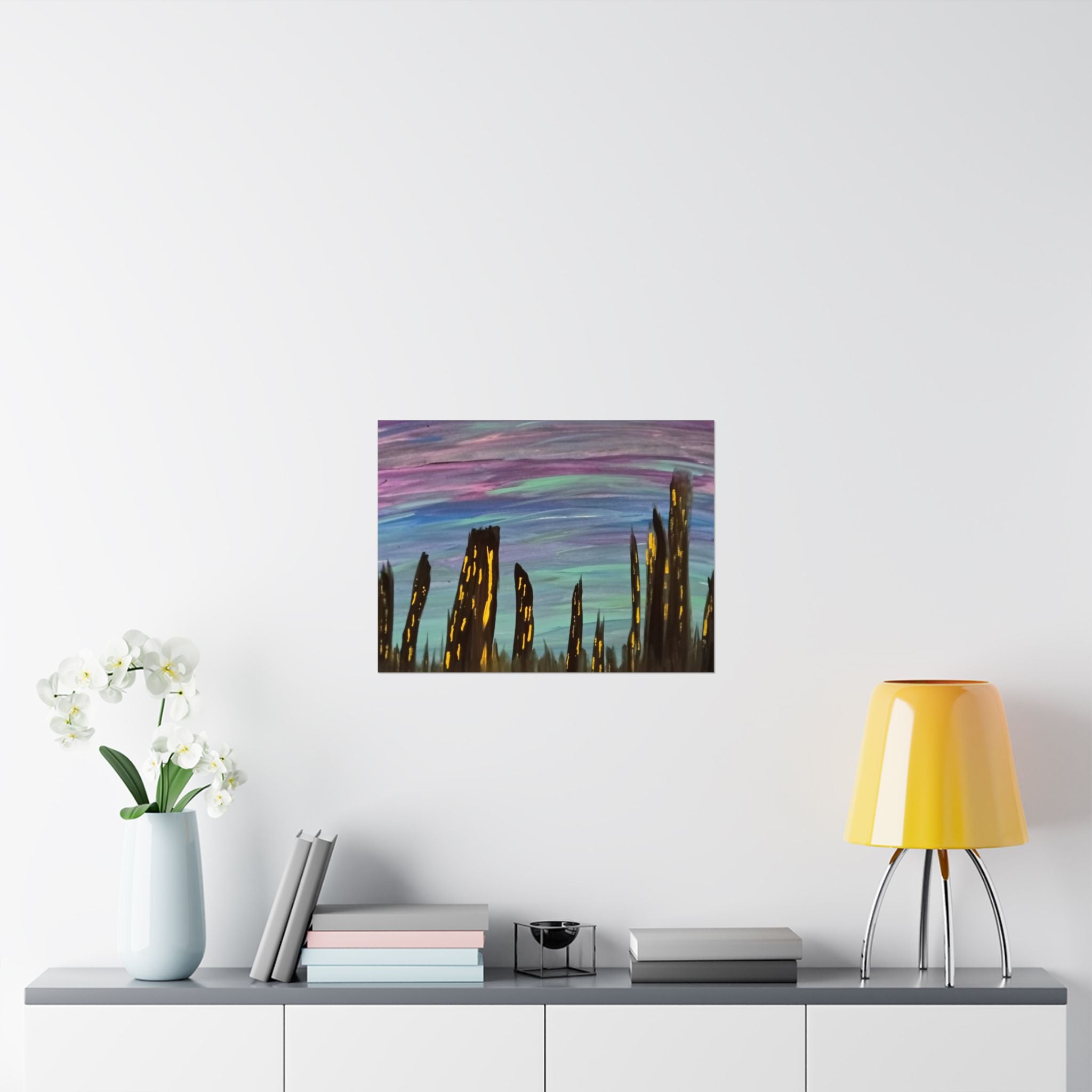 City Skyline Nightscape Matte Horizontal Poster