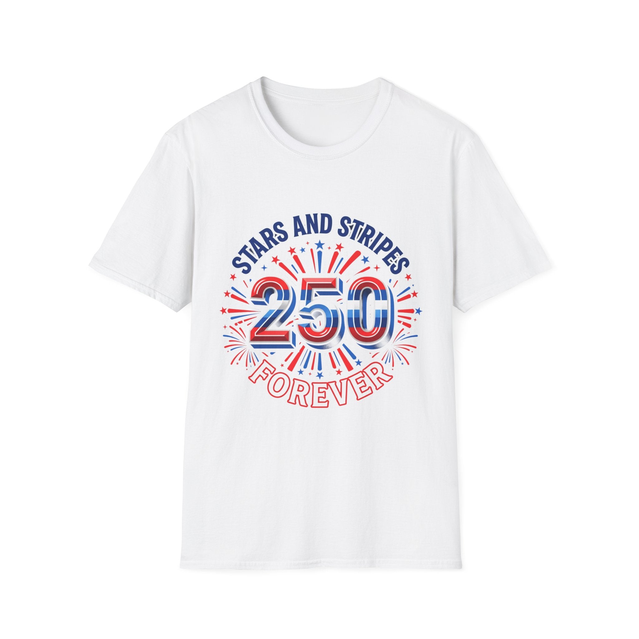 Stars and Stripes 250 Patriotic T-Shirt — 4th of July Graphic Tee