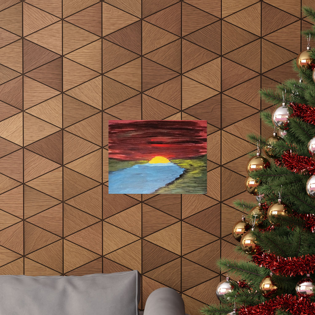 Sunset Over River Poster | original artwork print