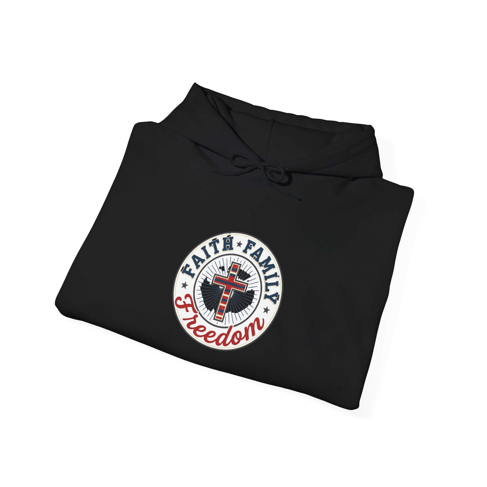 Faith • Family • Freedom Hoodie | patriotic faith-based vintage Americana, July 4th