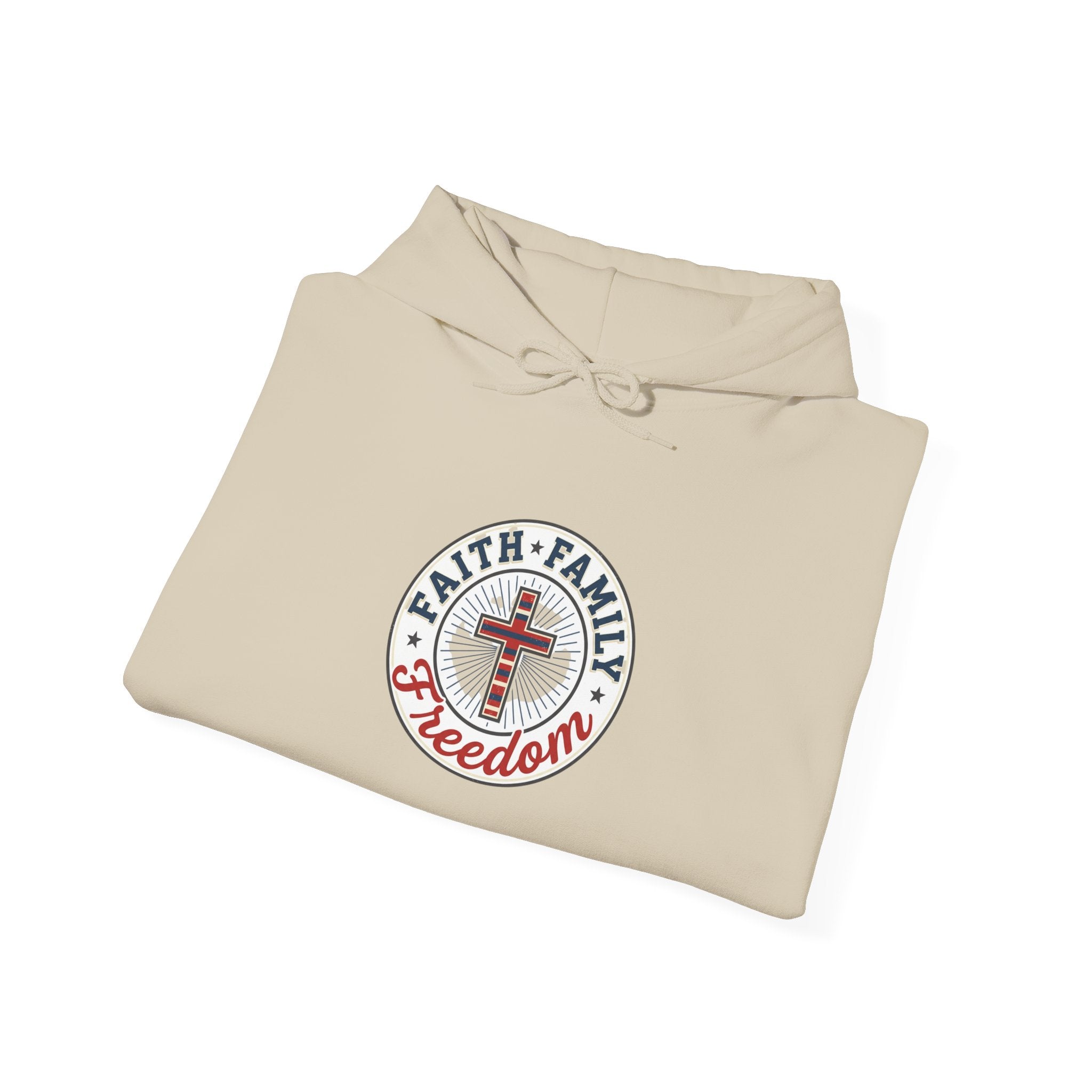 Faith • Family • Freedom Hoodie | patriotic faith-based vintage Americana, July 4th