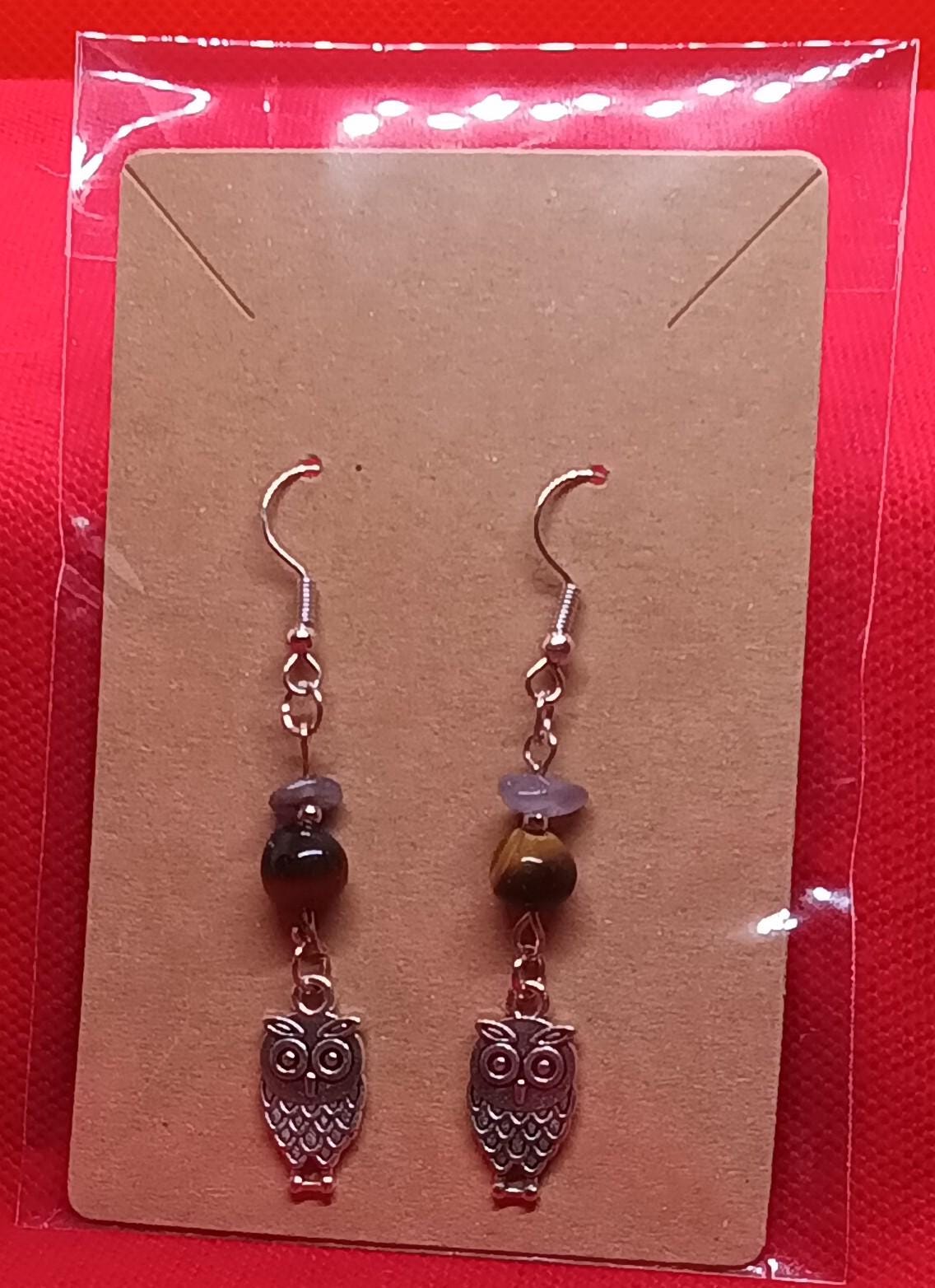 Owl dangling earrings