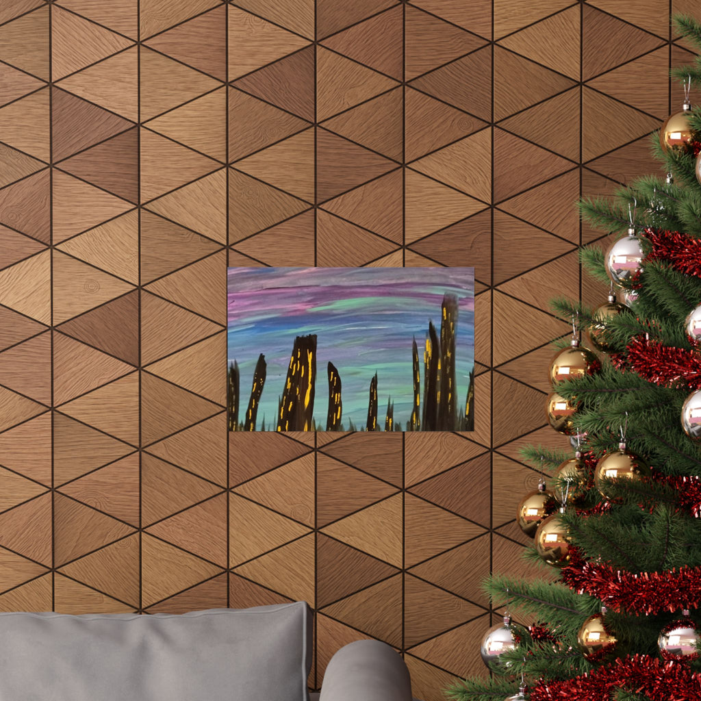 City Skyline Nightscape Matte Horizontal Poster