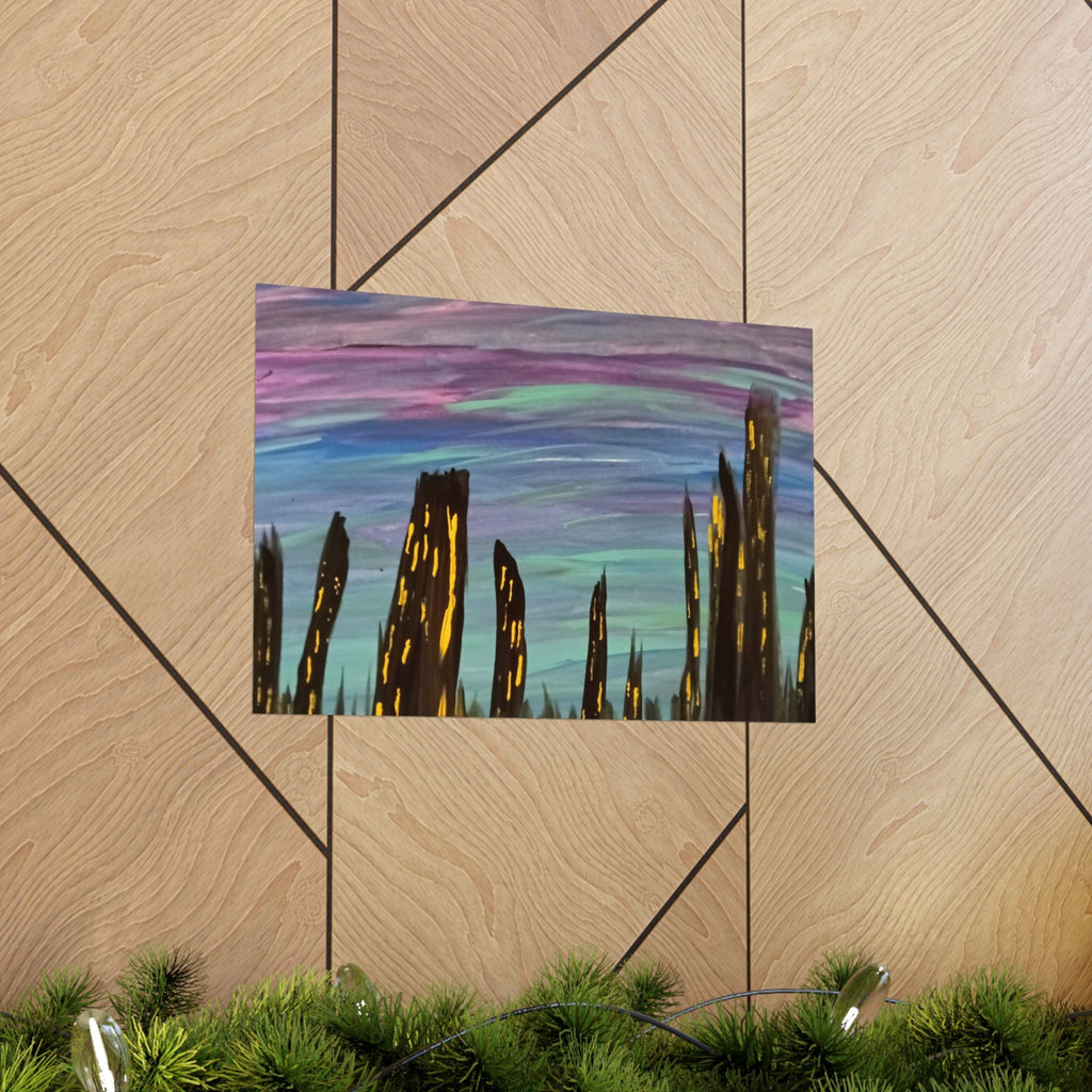 City Skyline Nightscape Matte Horizontal Poster