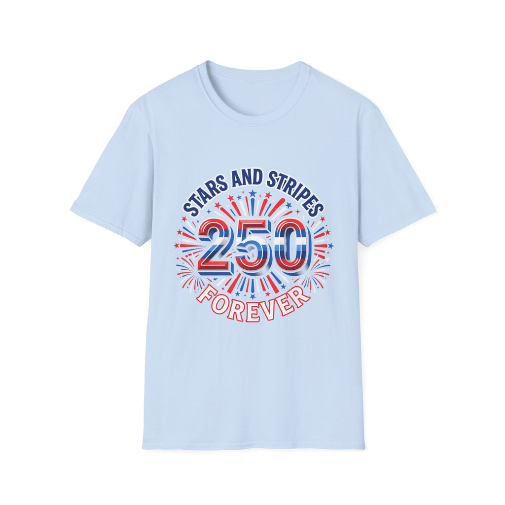 Stars and Stripes 250 Patriotic T-Shirt — 4th of July Graphic Tee