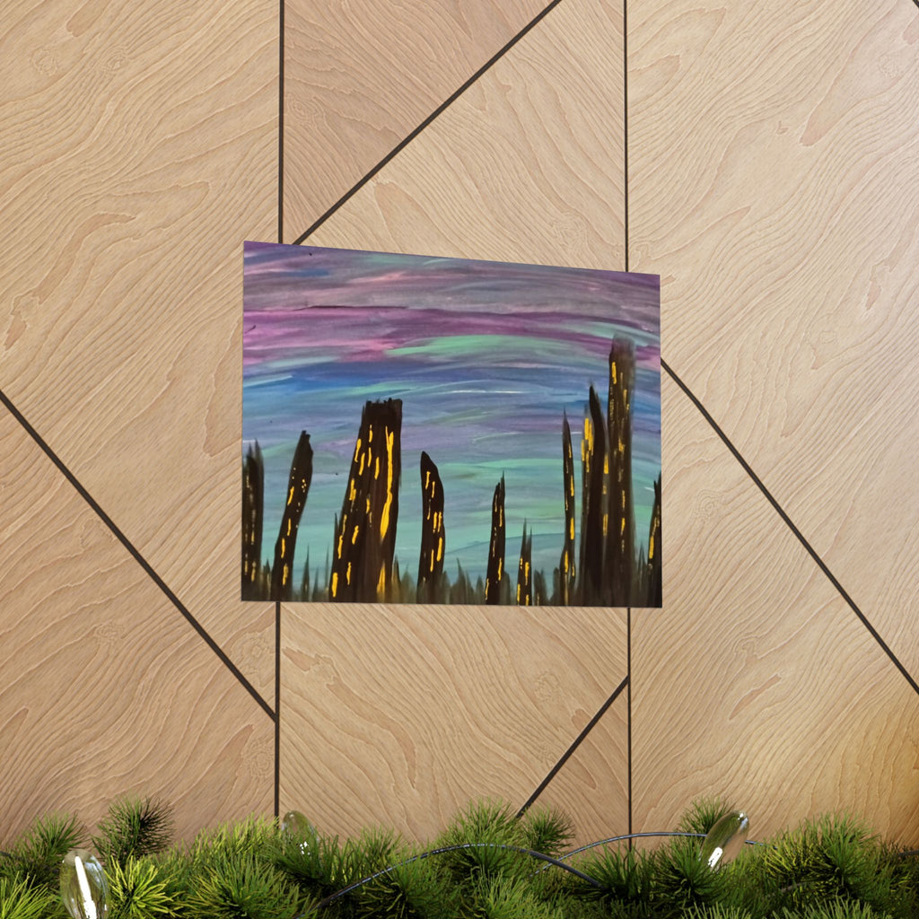 City Skyline Nightscape Matte Horizontal Poster