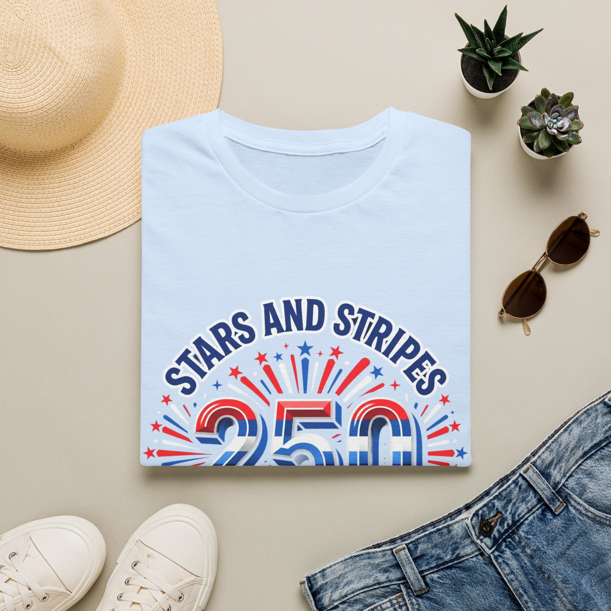 Stars and Stripes 250 Patriotic T-Shirt — 4th of July Graphic Tee
