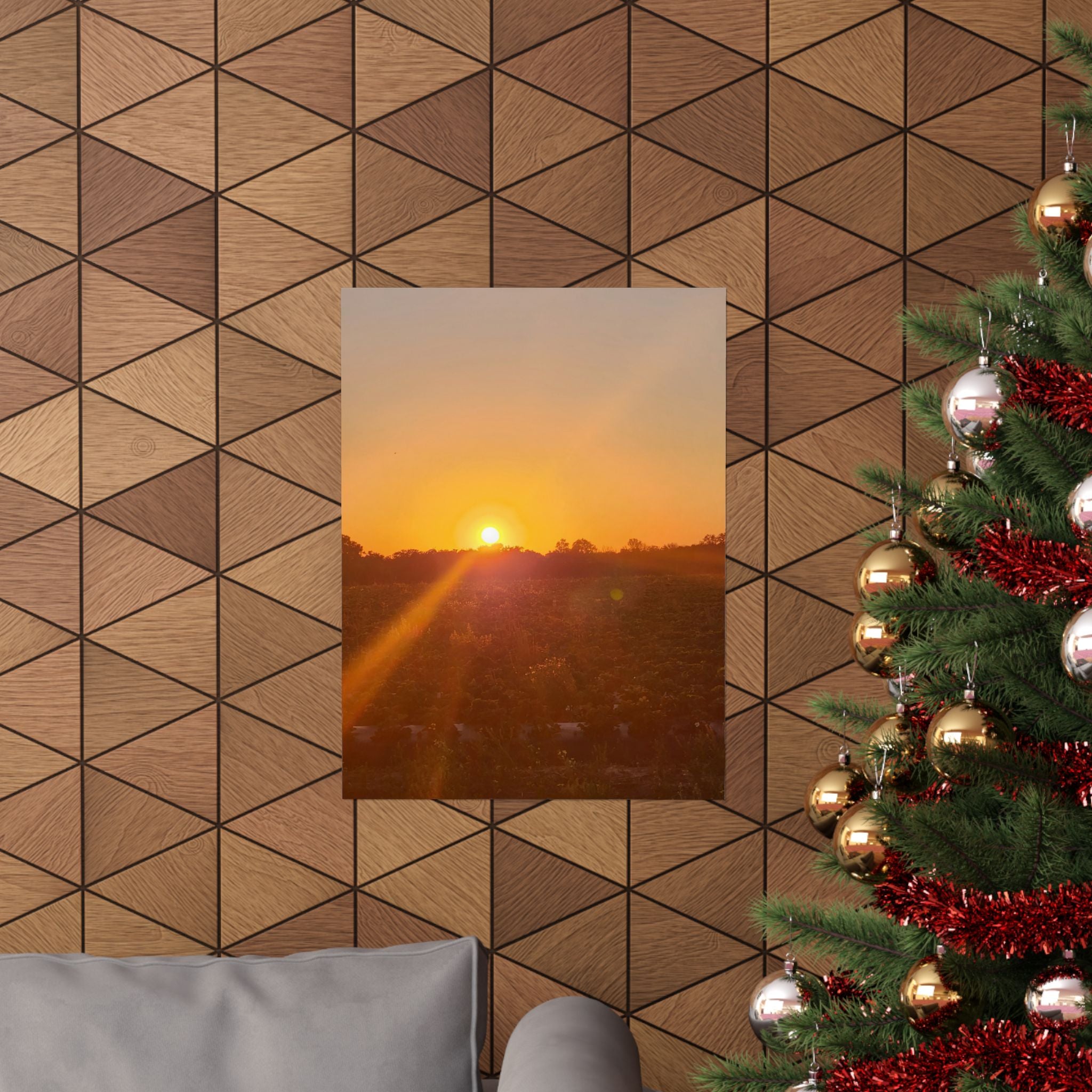 Sunset Field Matte Vertical Poster | Landscape Art, Golden Hour Print
