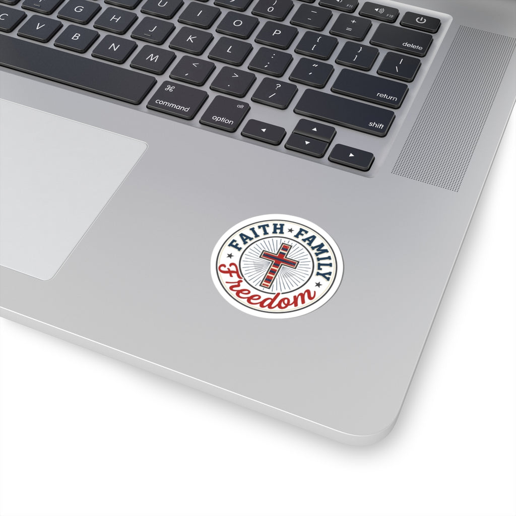 Faith • Family • Freedom Kiss-Cut Sticker | Faith-based Patriotic, Vintage Americana