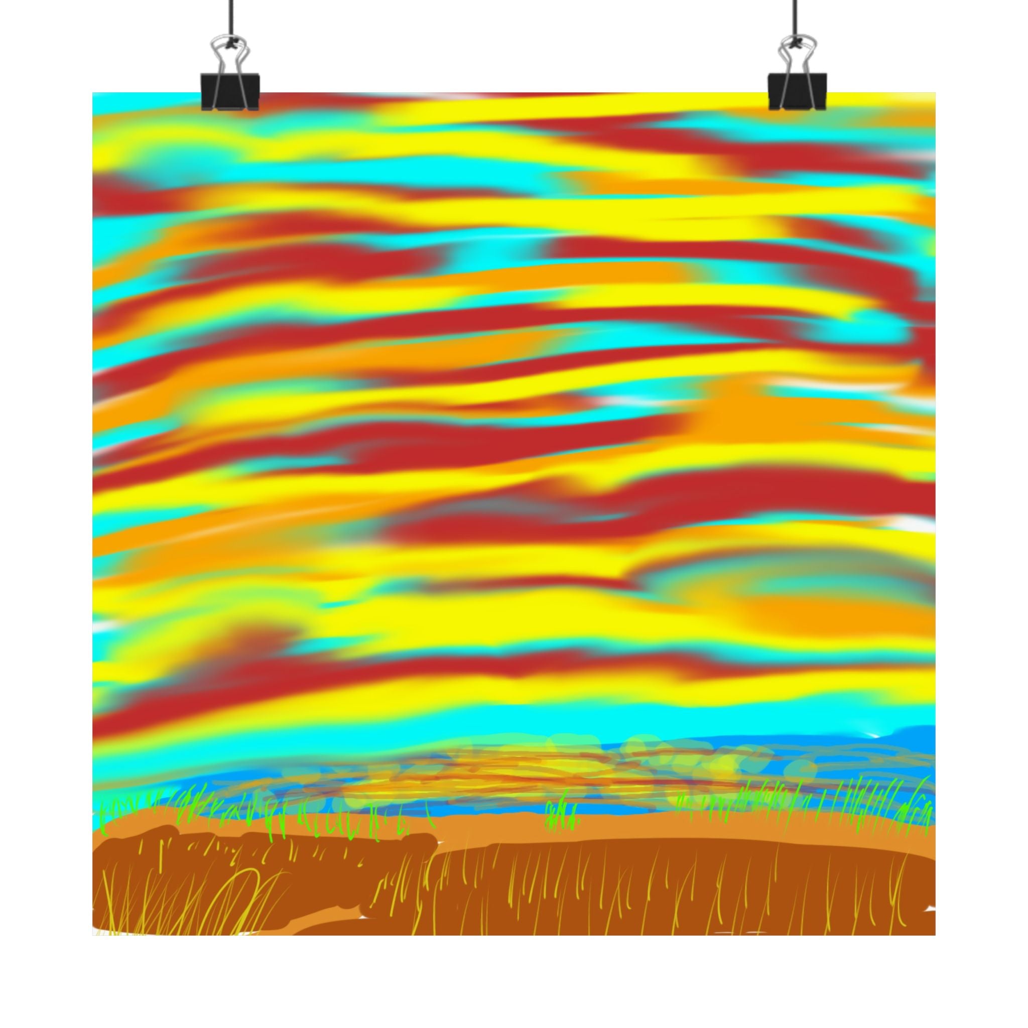 Abstract Sunset Beach  | Coastal Wall Art, Minimal Sunset