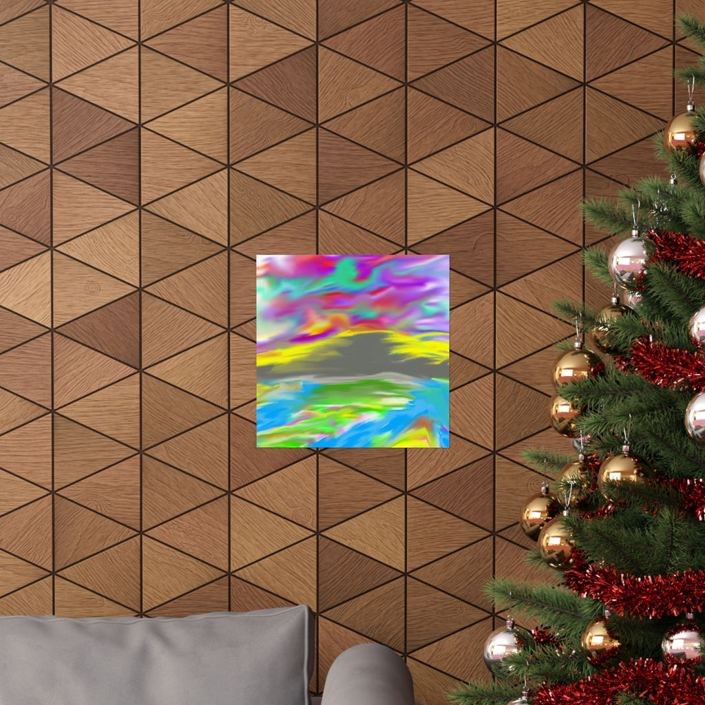 Rainbow Swirl Mountain Poster | Abstract Art