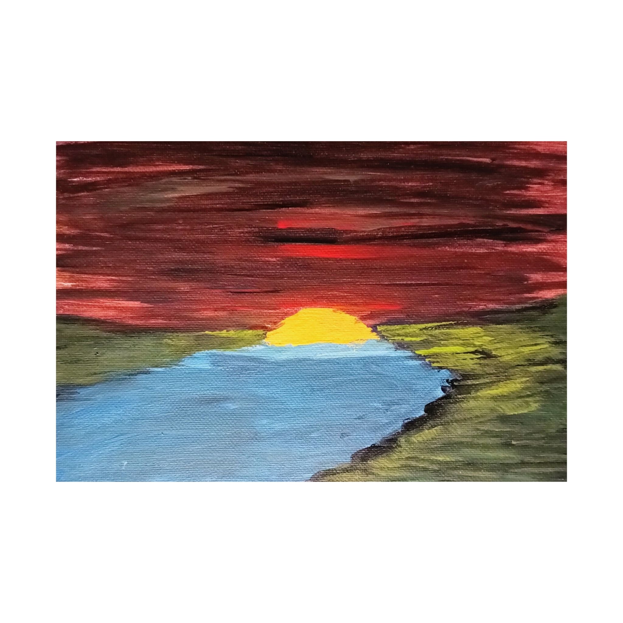 Sunset Over River Poster | original artwork print