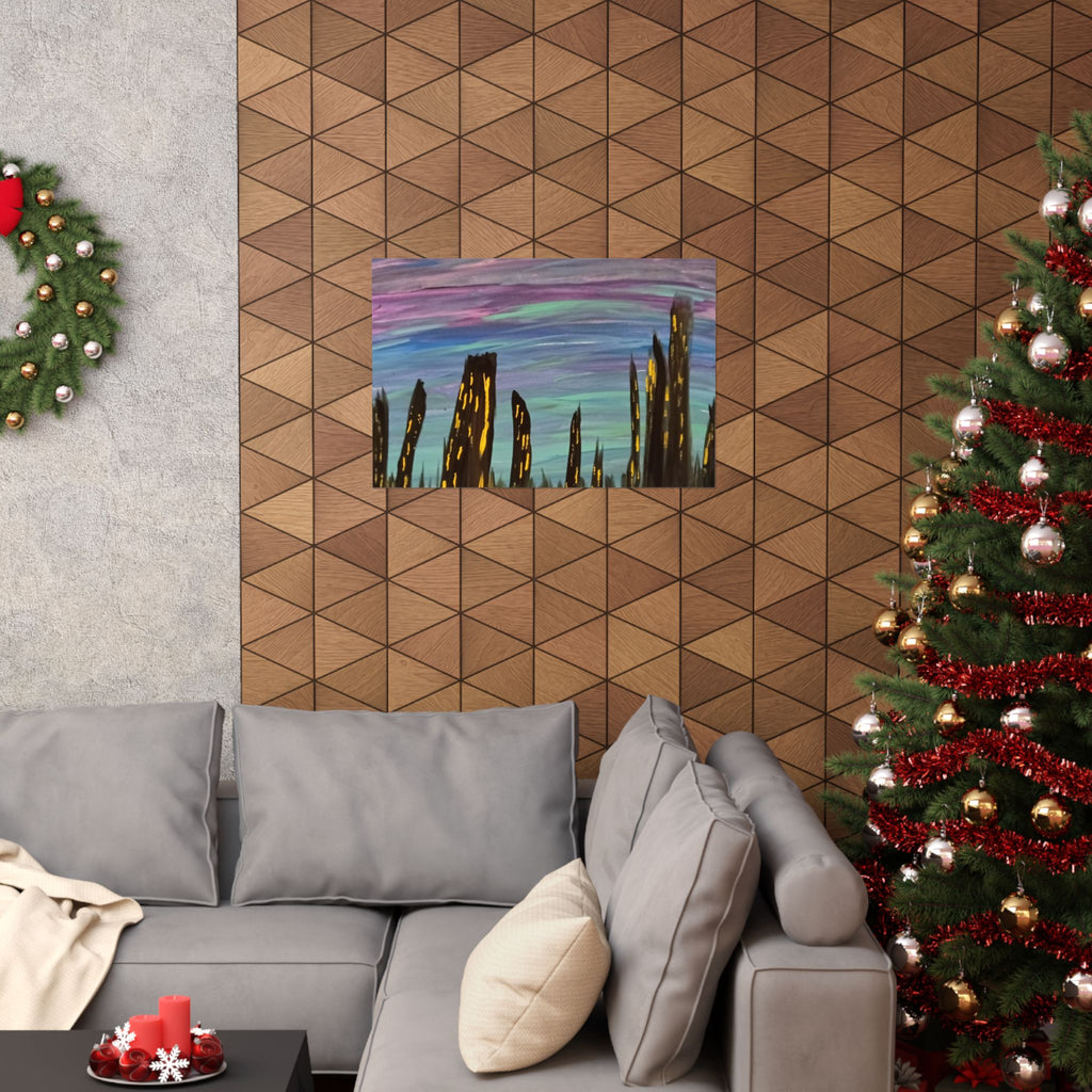 City Skyline Nightscape Matte Horizontal Poster