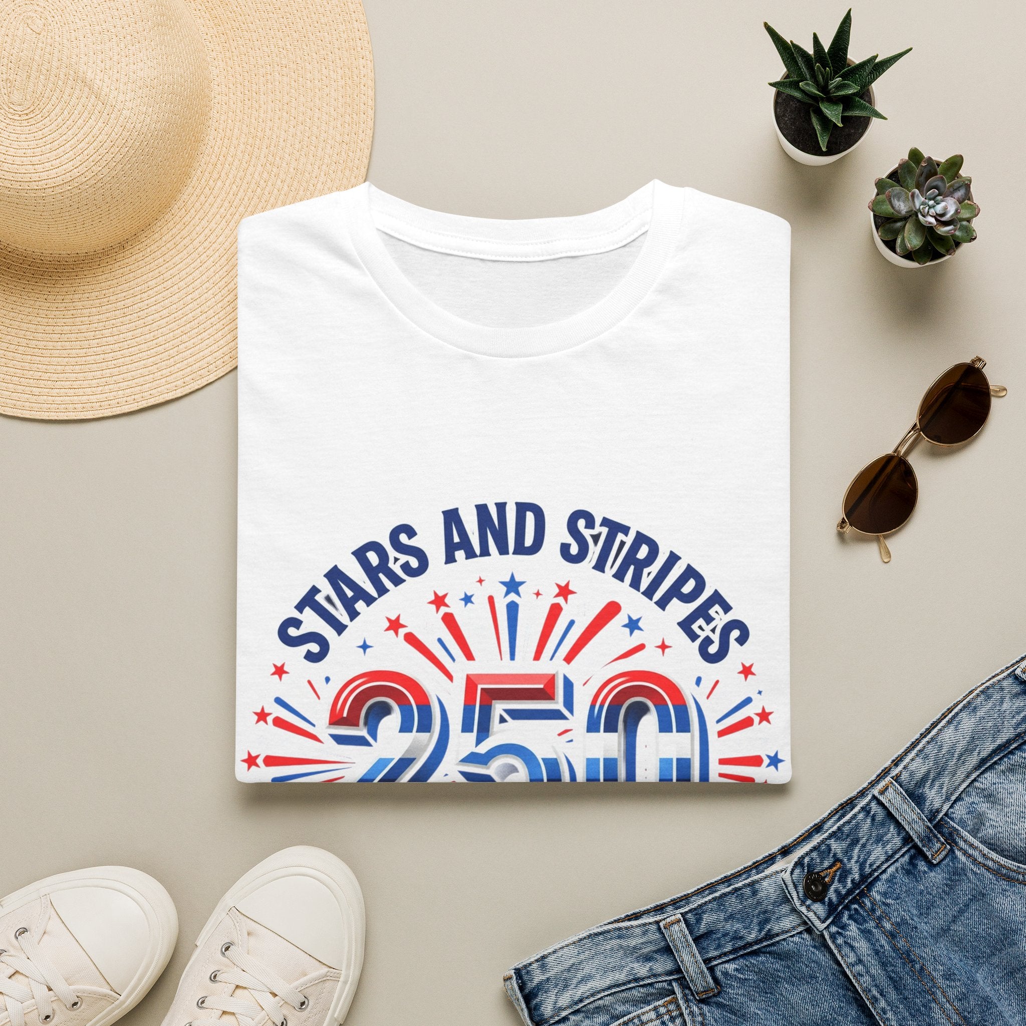 Stars and Stripes 250 Patriotic T-Shirt — 4th of July Graphic Tee