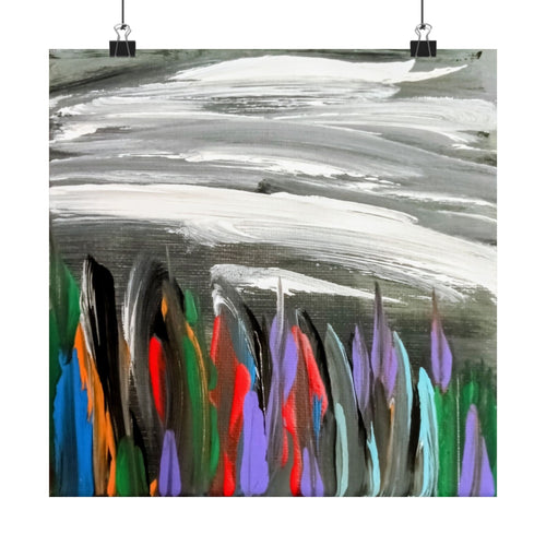Abstract Floral Brushstrokes Matte Vertical Poster | Colorful Modern Art