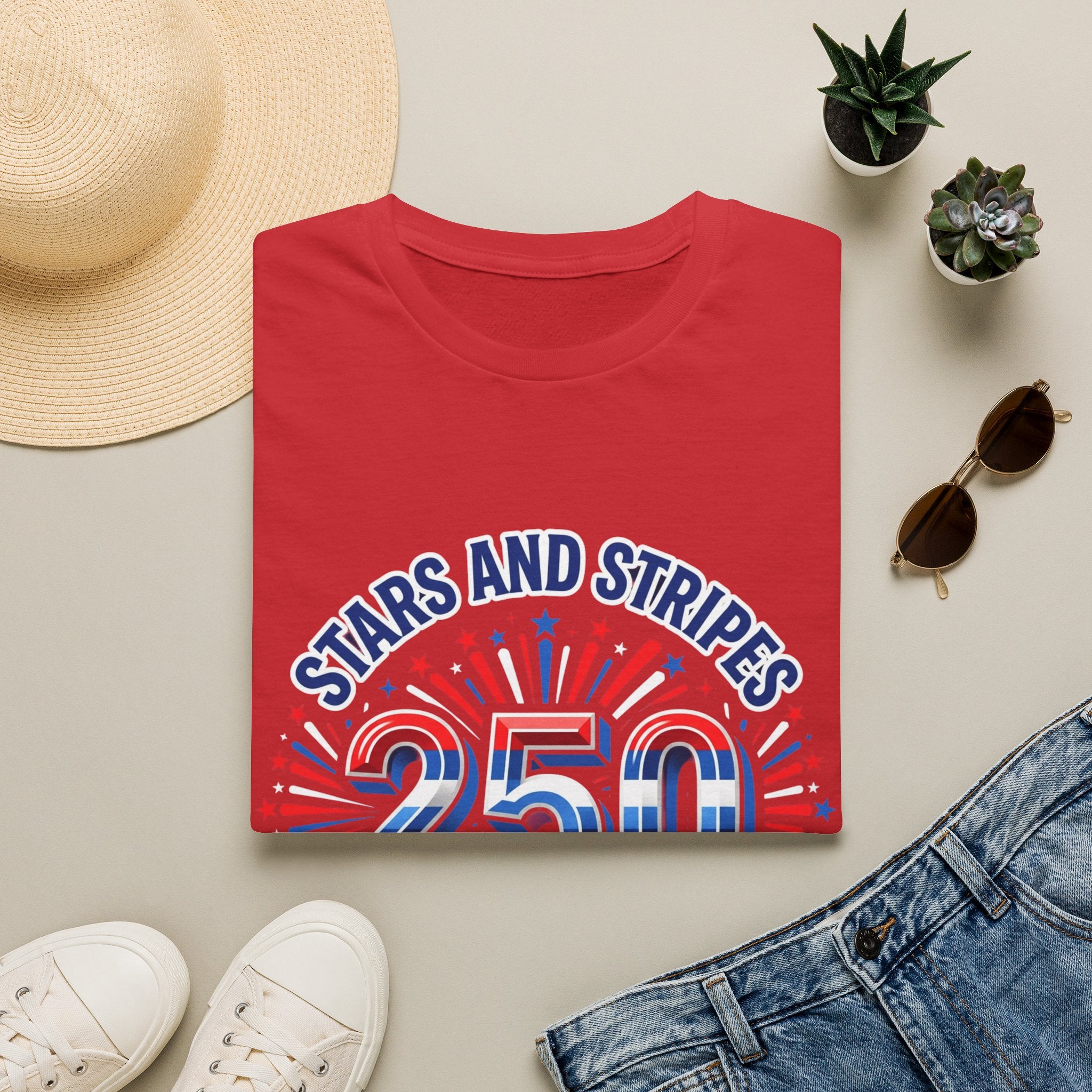 Stars and Stripes 250 Patriotic T-Shirt — 4th of July Graphic Tee