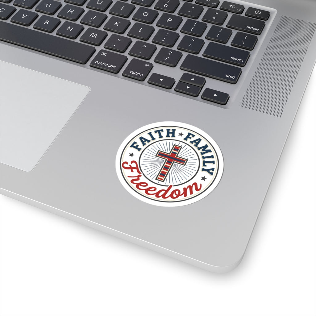 Faith • Family • Freedom Kiss-Cut Sticker | Faith-based Patriotic, Vintage Americana