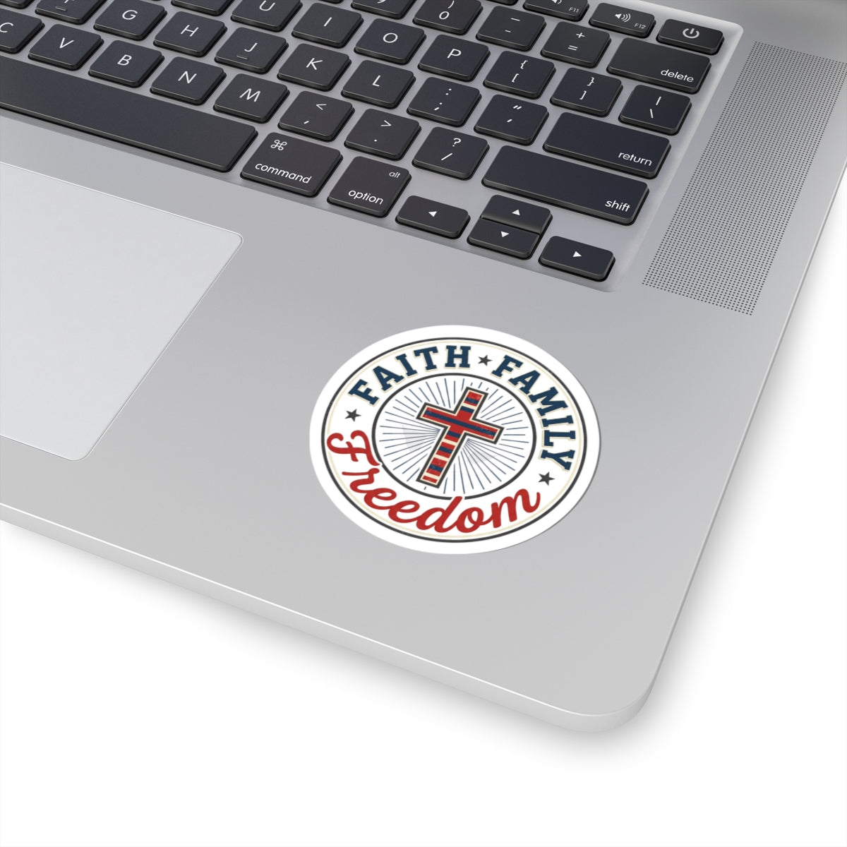 Faith • Family • Freedom Kiss-Cut Sticker | Faith-based Patriotic, Vintage Americana