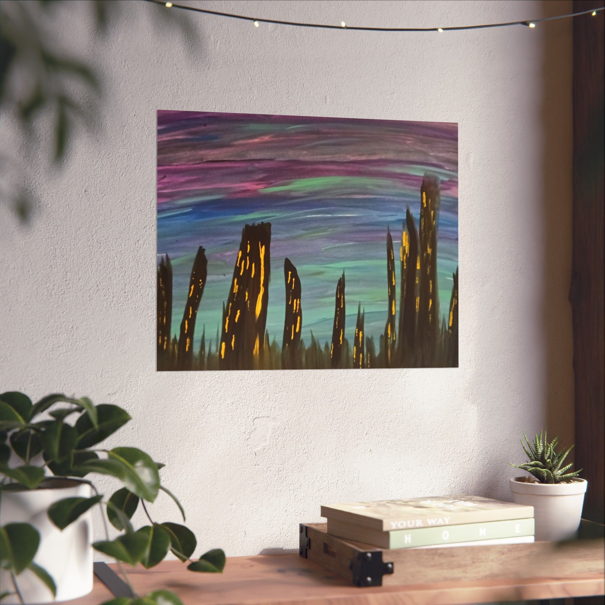 City Skyline Nightscape Matte Horizontal Poster