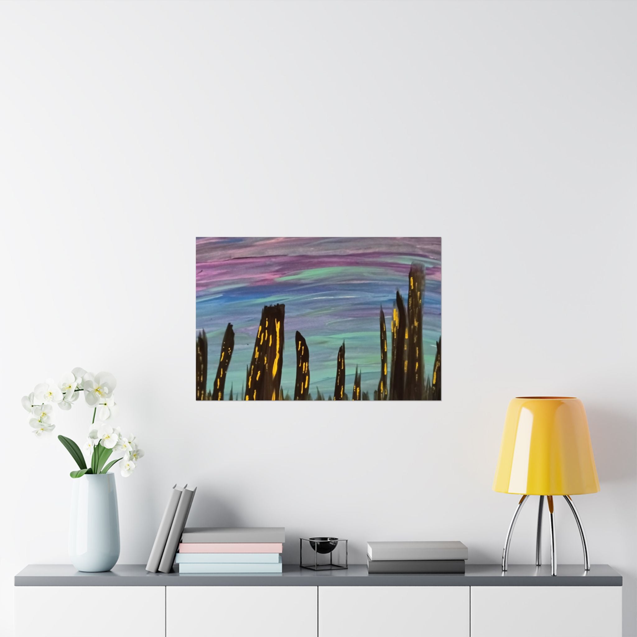 City Skyline Nightscape Matte Horizontal Poster