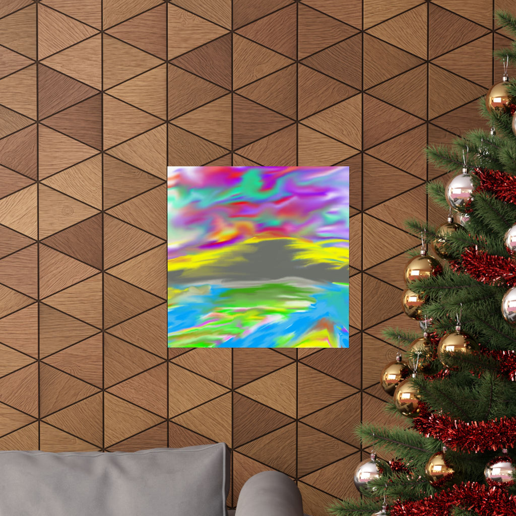 Rainbow Swirl Mountain Poster | Abstract Art
