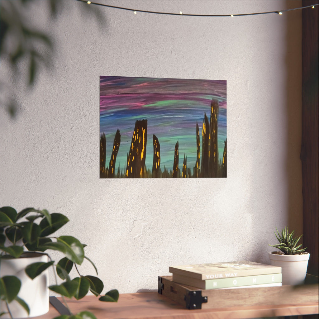 City Skyline Nightscape Matte Horizontal Poster
